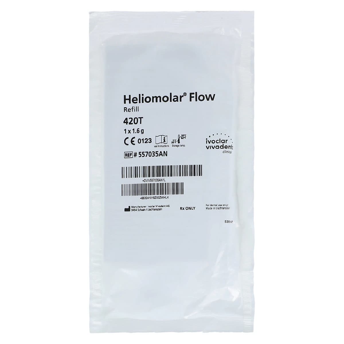 Heliomolar Flow Flowable Composite Syringe Refill, Shade 420T, 1.6 g, 5 Applicator Tips, 557035AN - Heliomolar Flow Shade 420T 1.6g Syringe Refill - Image 1