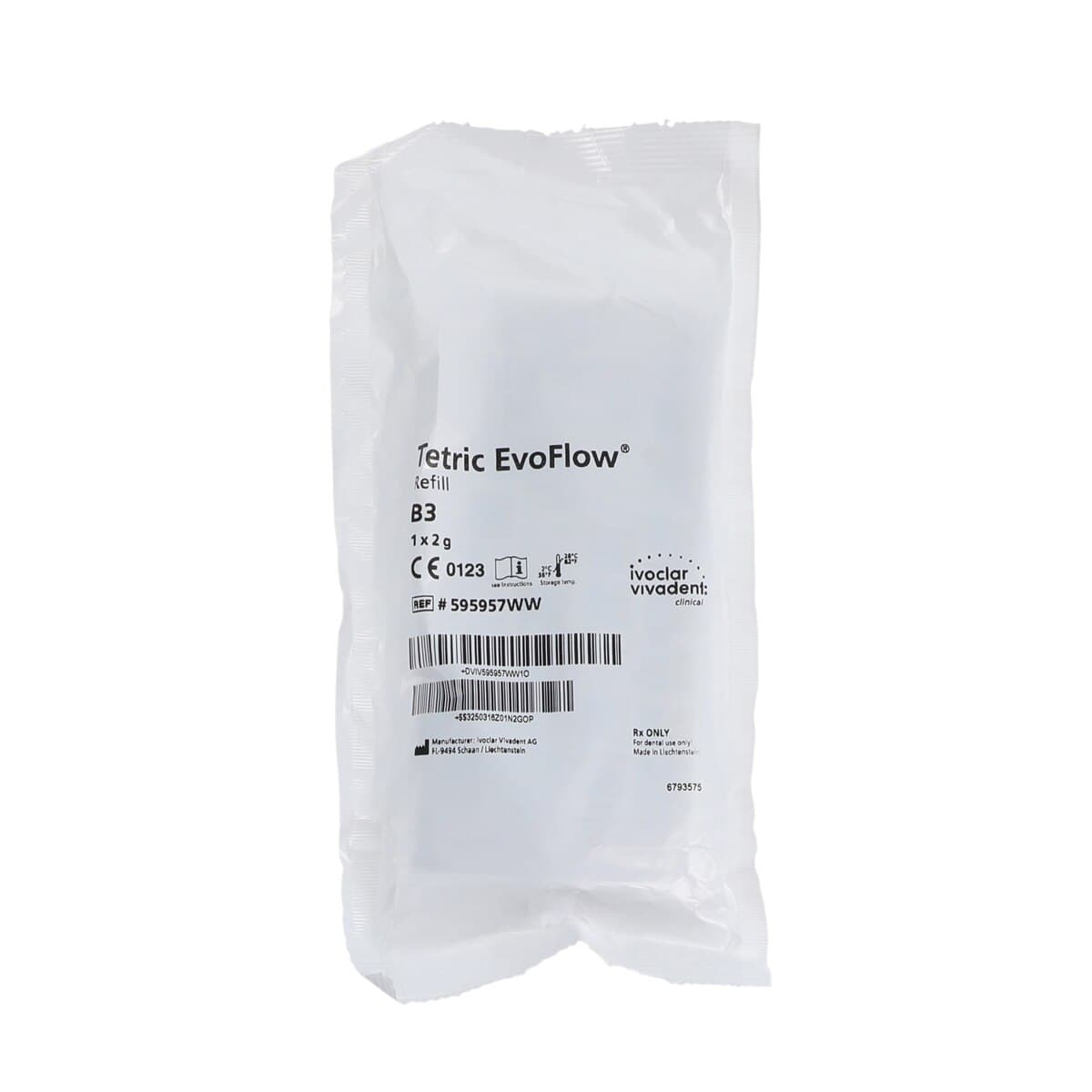 Tetric EvoFlow Flowable Composite Refill Syringe, Enamel Shade B3, 2g, 595957WW - Tetric EvoFlow® Refills Enamel Shade B3 Syringe 2g - Image 1