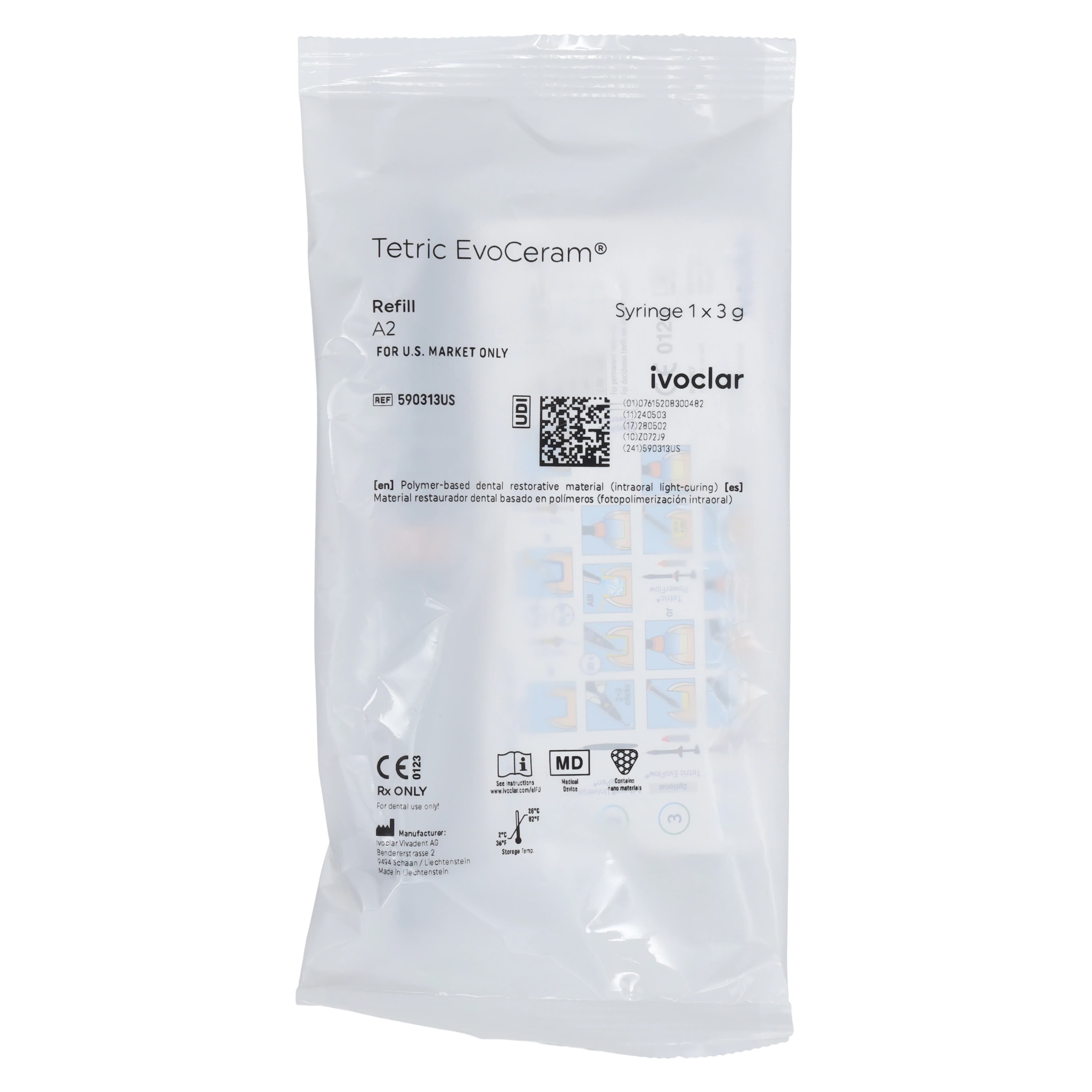 Tetric EvoCeram Nanohybrid Universal Composite, Syringe Refill, Shade A2, 3g, 590313US thumbnail 3
