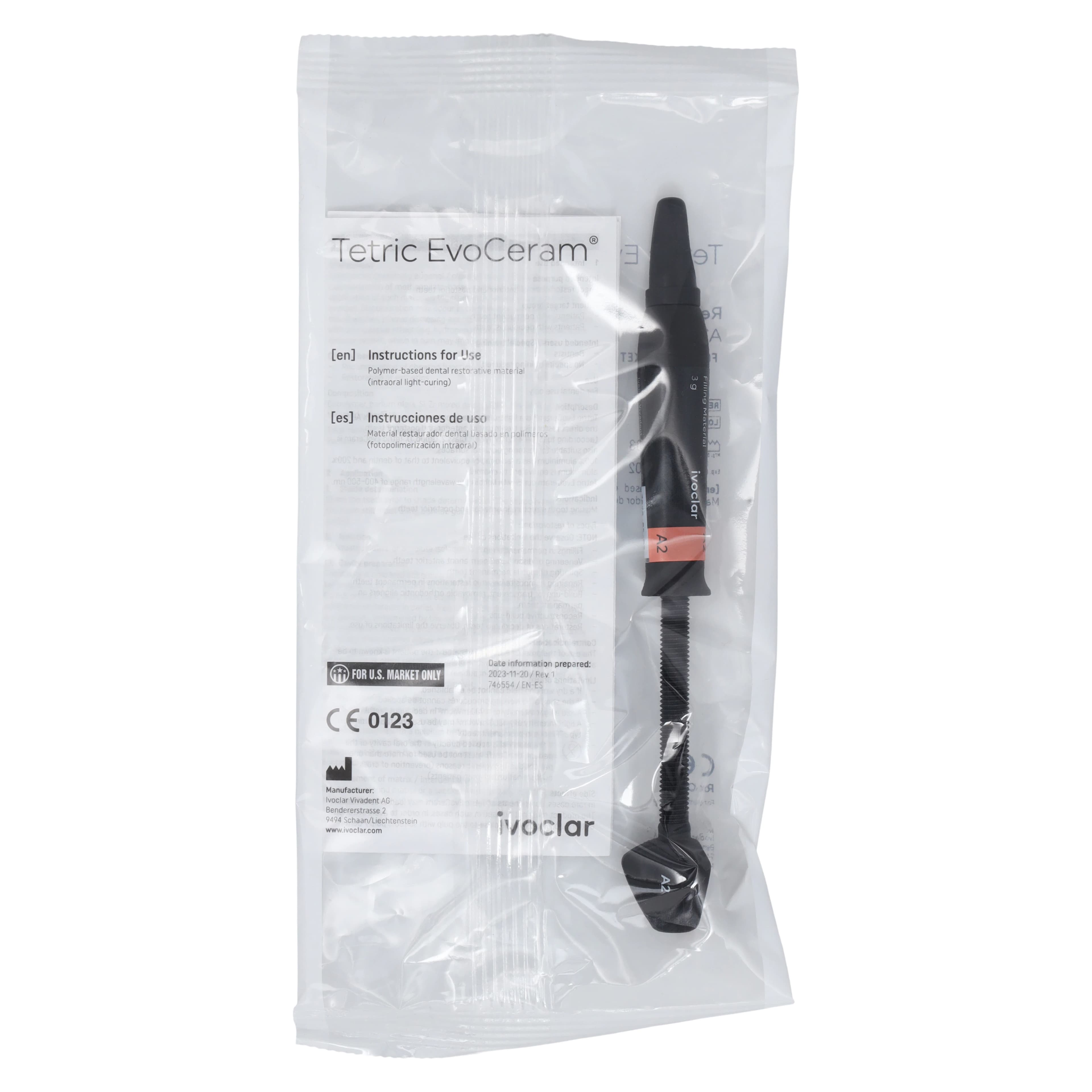 Tetric EvoCeram Nanohybrid Universal Composite, Syringe Refill, Shade A2, 3g, 590313US thumbnail 4