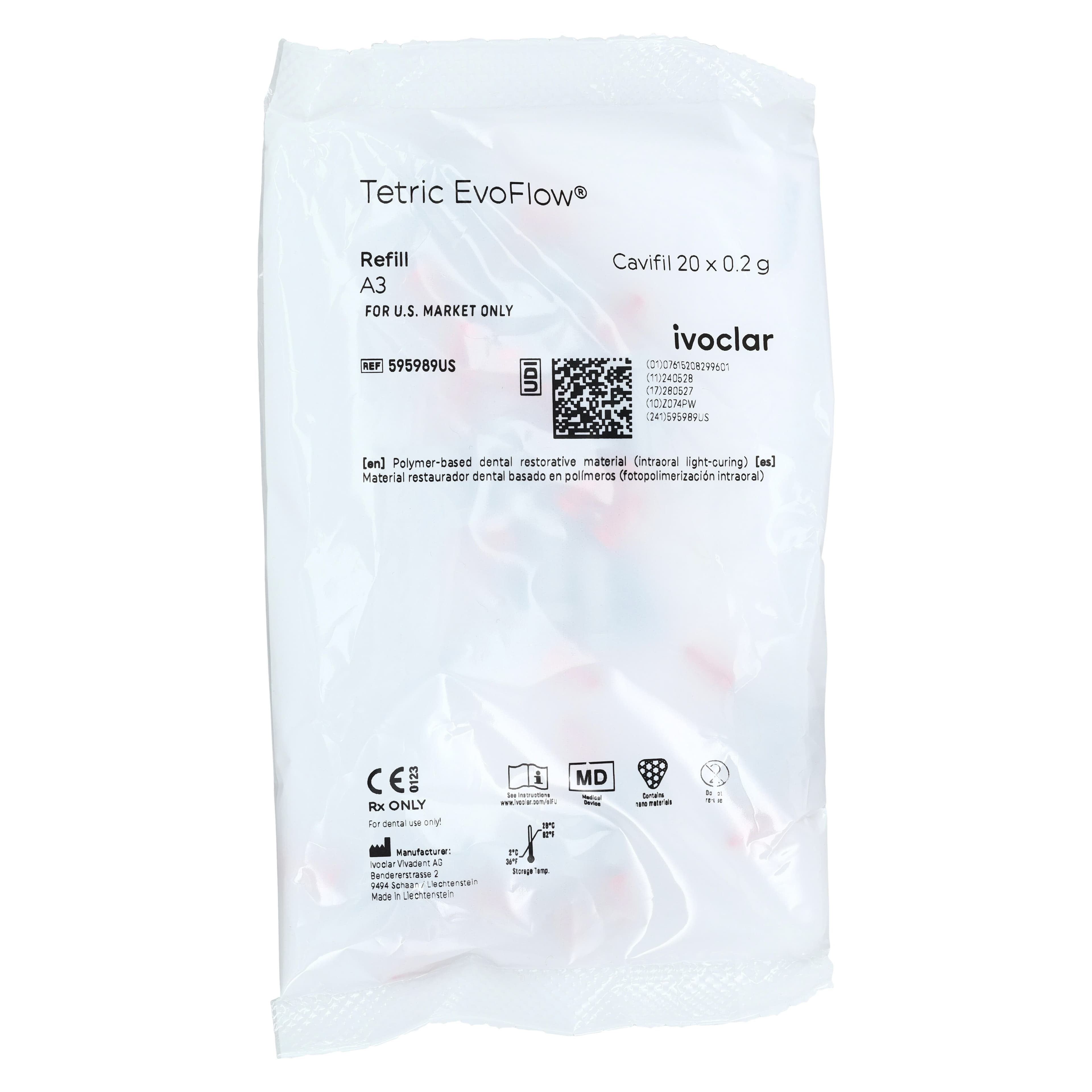 Tetric EvoFlow Flowable Composite Refill, Shade A3, 20 x 0.2 g Cavifils, 595989US thumbnail 2