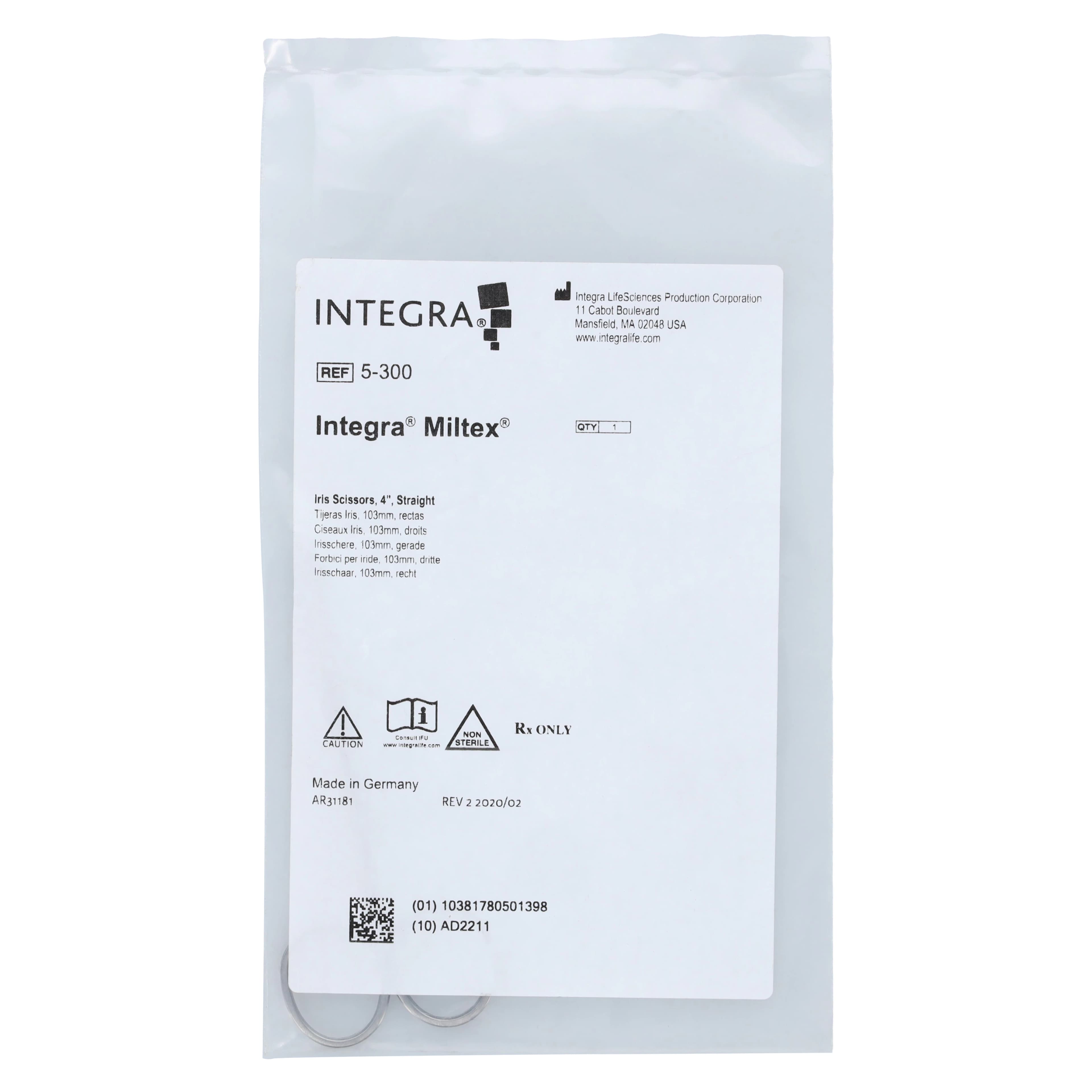 Miltex-Integra Iris Surgical Scissors, 4" Straight, Stainless Steel, Sharp/Sharp Tips, 5-300 thumbnail 5