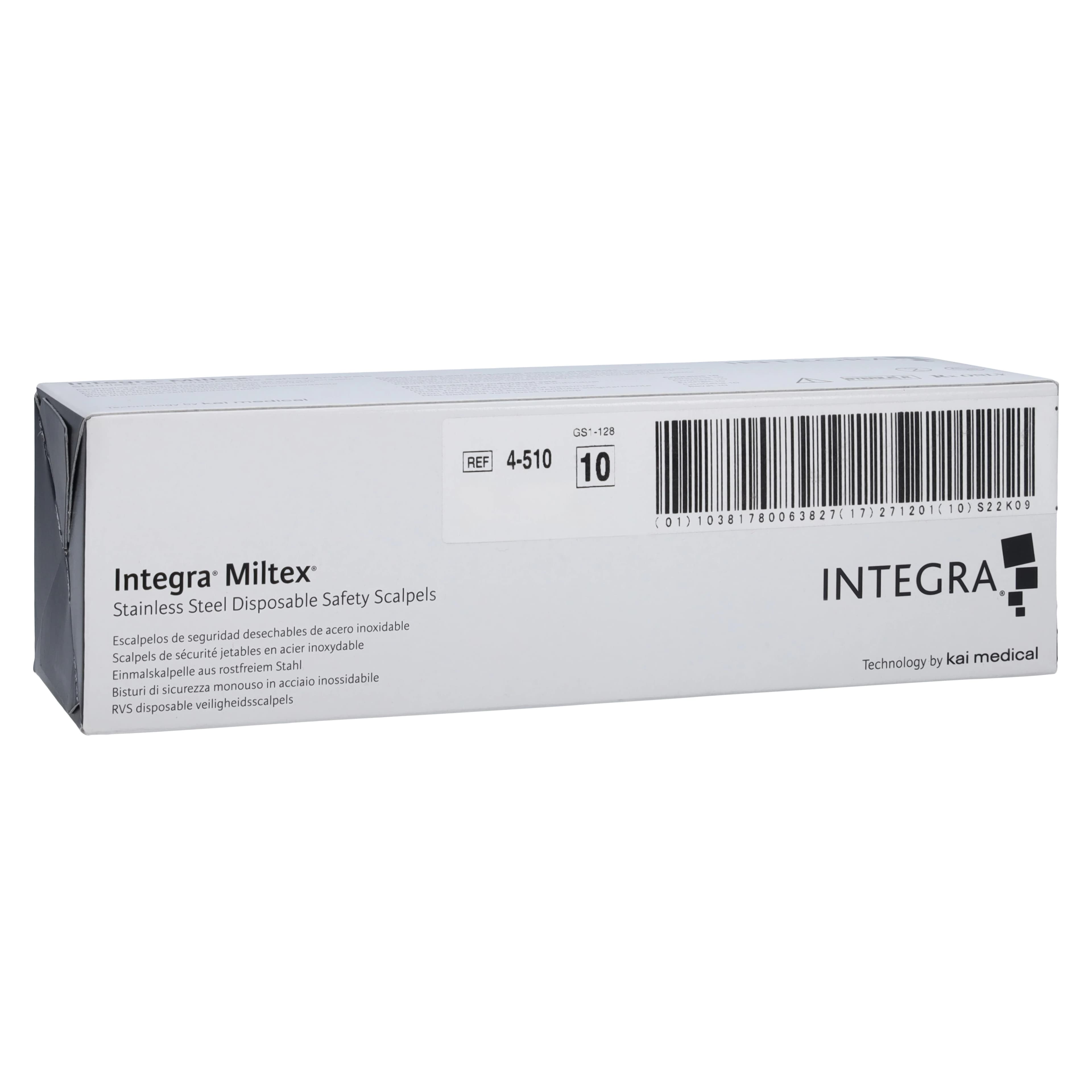 Miltex-Integra #10 Disposable Safety Scalpel, Sterile, Retractable Stainless Steel Blade, Box of 10 - #10 Disposable Safety Scalpel Box of 10 - Image 1