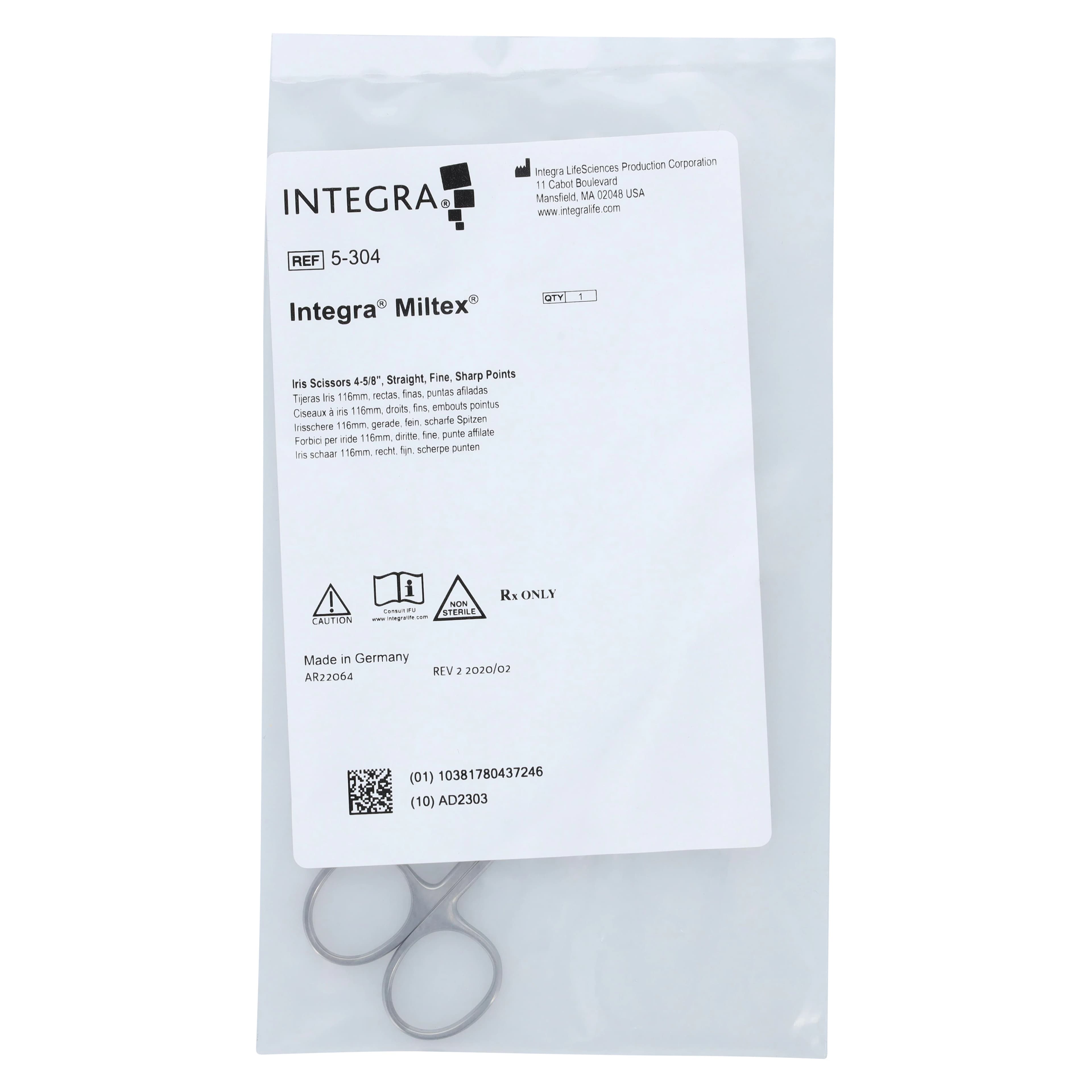 Miltex Iris Surgical Scissors, 4-1/2" Straight, Stainless Steel, Sharp/Sharp, Each thumbnail 6