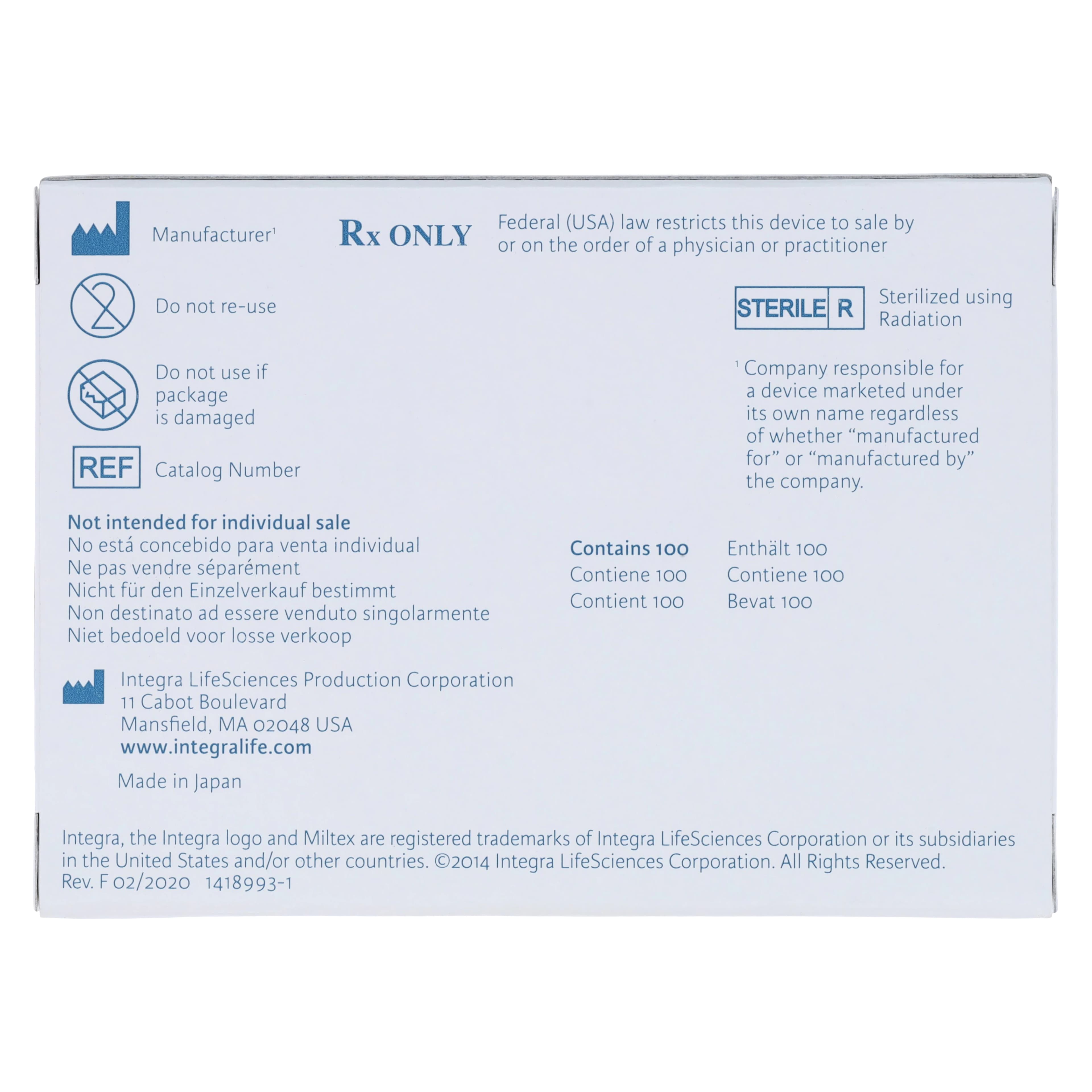 Miltex-Integra #12 Carbon Steel Sterile Surgical Scalpel Blade, 100/Box, 4-112 thumbnail 5