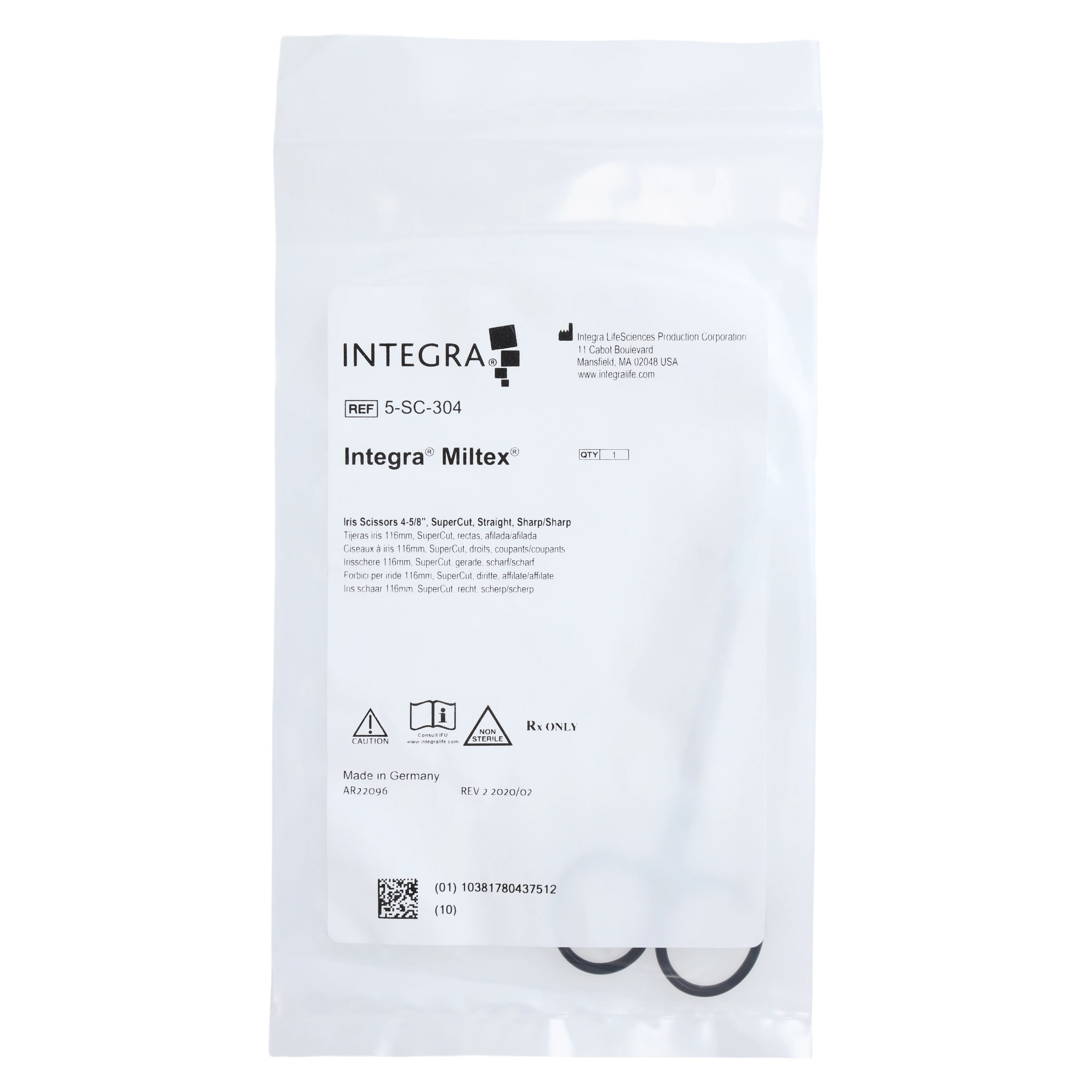 Miltex-Integra Straight Sharp SuperCut Iris Scissors, 4-1/2", Stainless Steel, Reusable, Each thumbnail 6