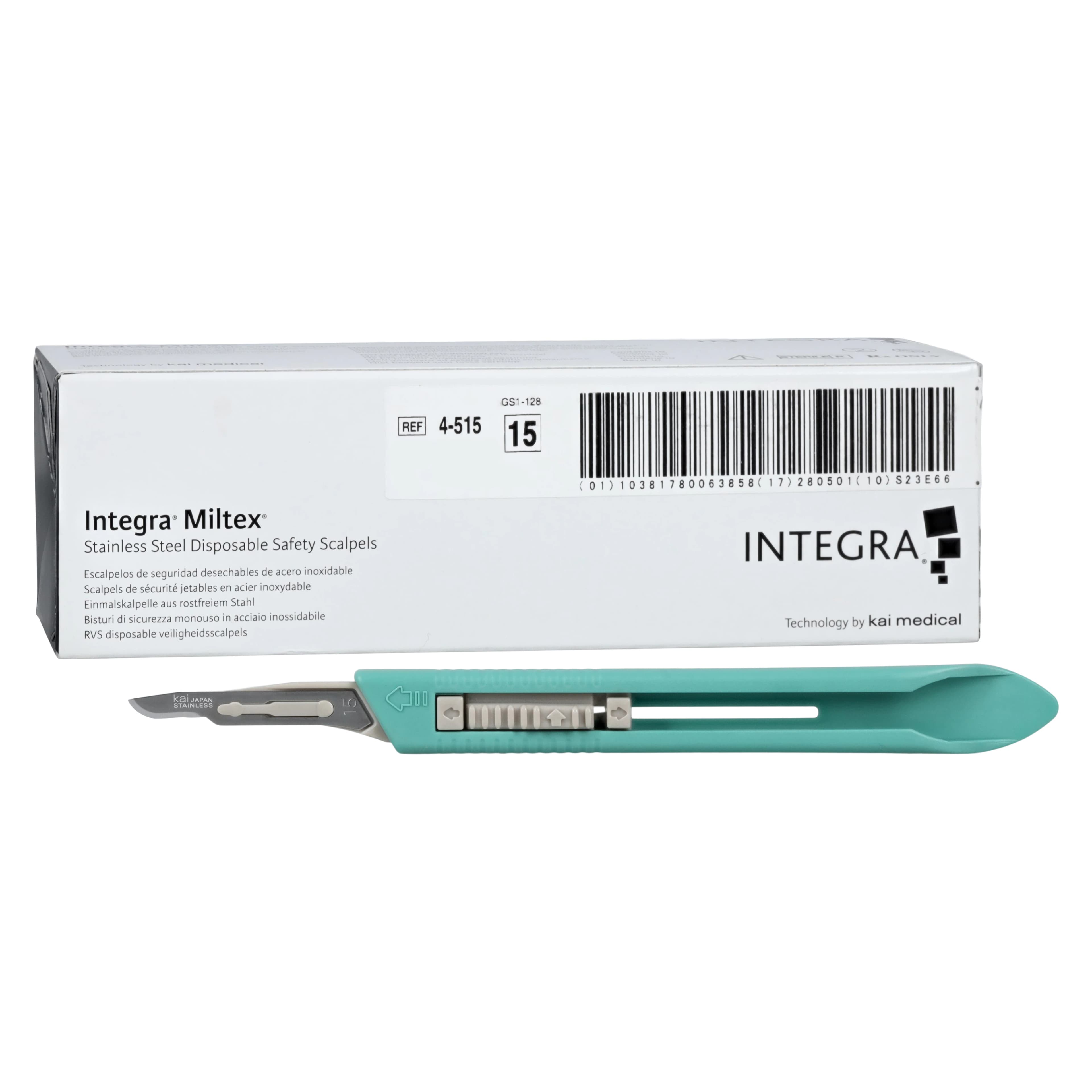 #15 Disposable Safety Scalpel, Sterile, Retractable Stainless Steel Blade, 10/Box, 4-515 thumbnail 2