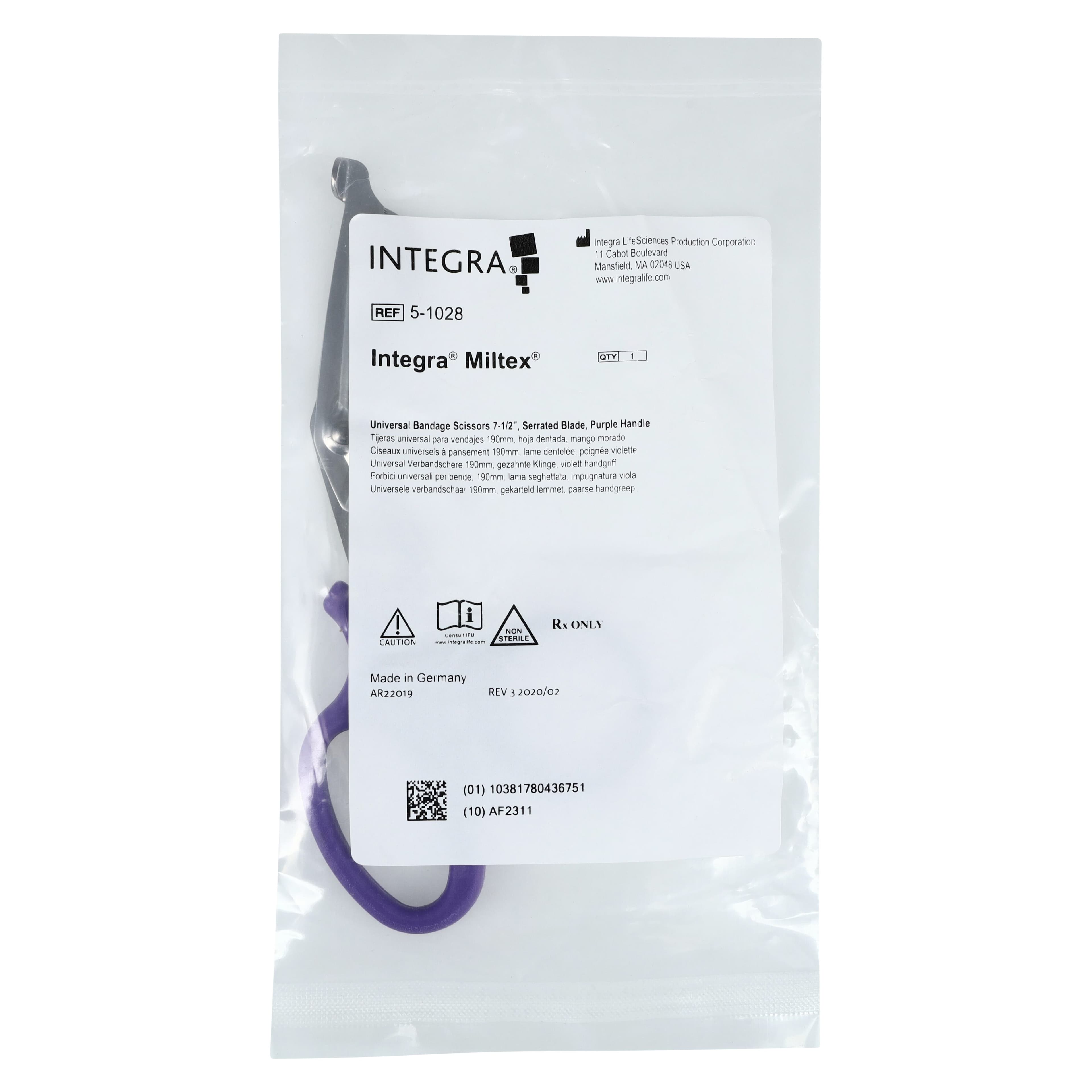 Miltex-Integra Universal Scissors, Angled, 7-1/2" German Stainless Steel, Autoclavable, Reusable, Each thumbnail 6