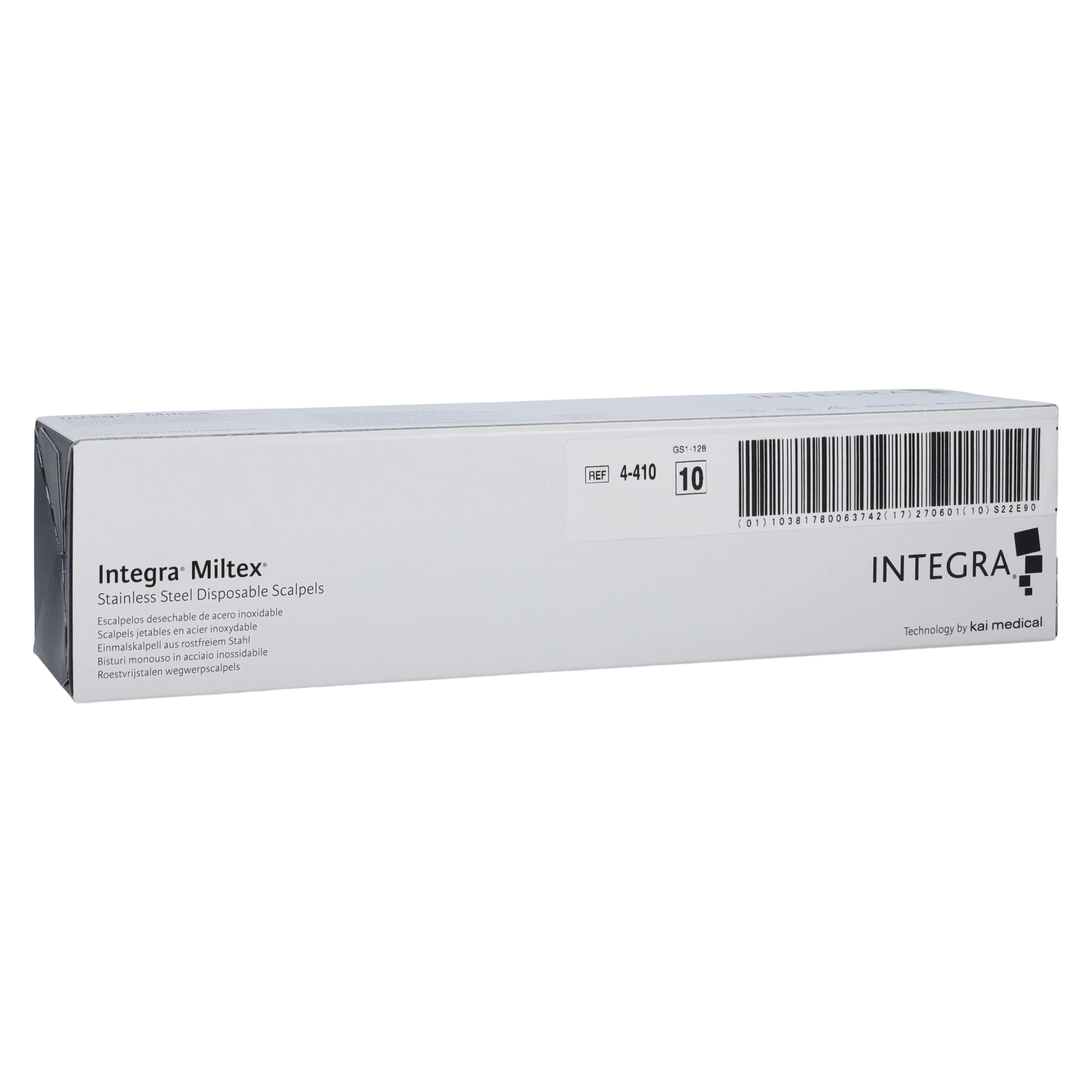 Miltex Sterile Disposable Scalpel #10, Stainless Steel, Safety Sleeve, 10/Box, 4-410 - Sterile Disposable Scalpels - Image 1