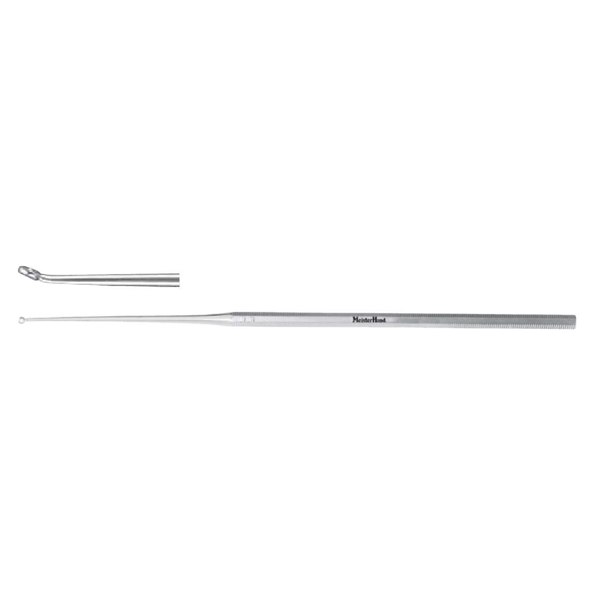 Miltex Meister-Hand Buck Ear Curette, Angled, Blunt Size 00, 6-1/2" Stainless Steel, Each - Curette Buck Ear Angled - Image 1