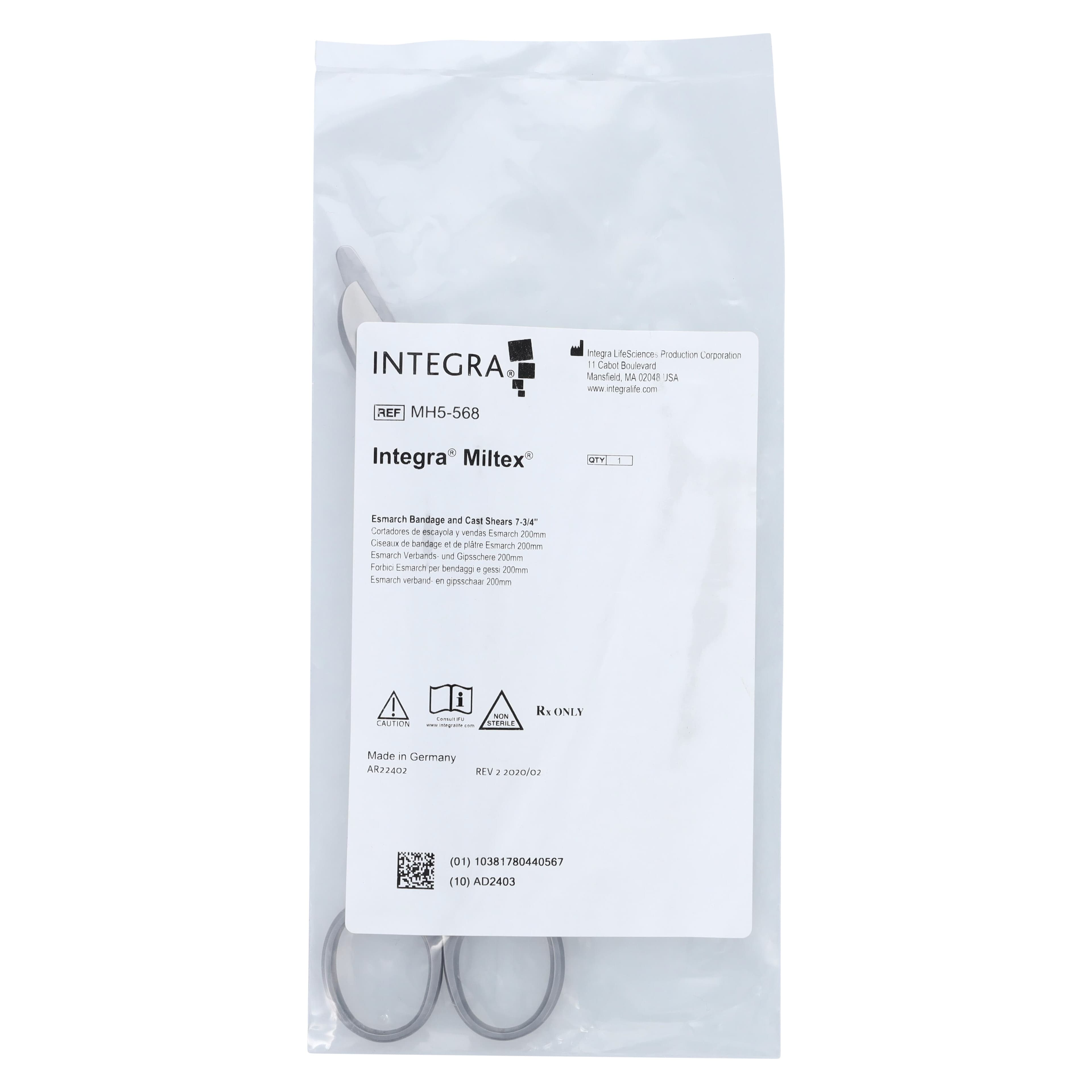 Miltex Meister-Hand Esmarch Bandage & Cast Shears, Angled, 8" Stainless Steel, Each thumbnail 5