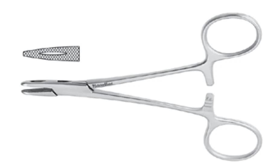 Miltex Meister-Hand Collier Needle Holder, Fine Serration, 5" Stainless Steel - Needle Holder Collier - Image 1