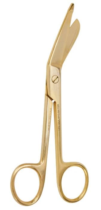 Vantage Lister Bandage Scissors, Angled, 5-1/2" Stainless Steel, Each - Scissor Lister Bndge GoldPlate - Image 1