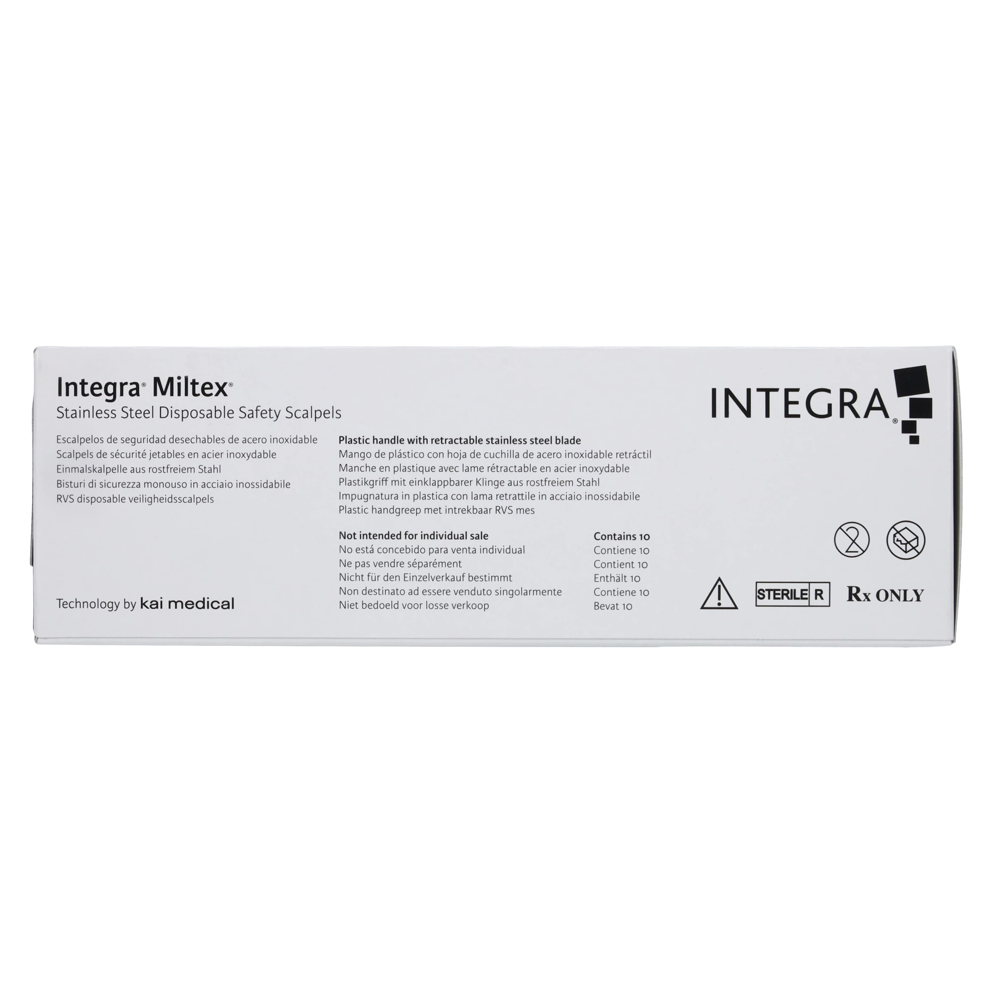 Miltex-Integra #15C Disposable Safety Scalpel, Angled Blade, Sterile, Retractable, Box of 10, 4-515C thumbnail 3