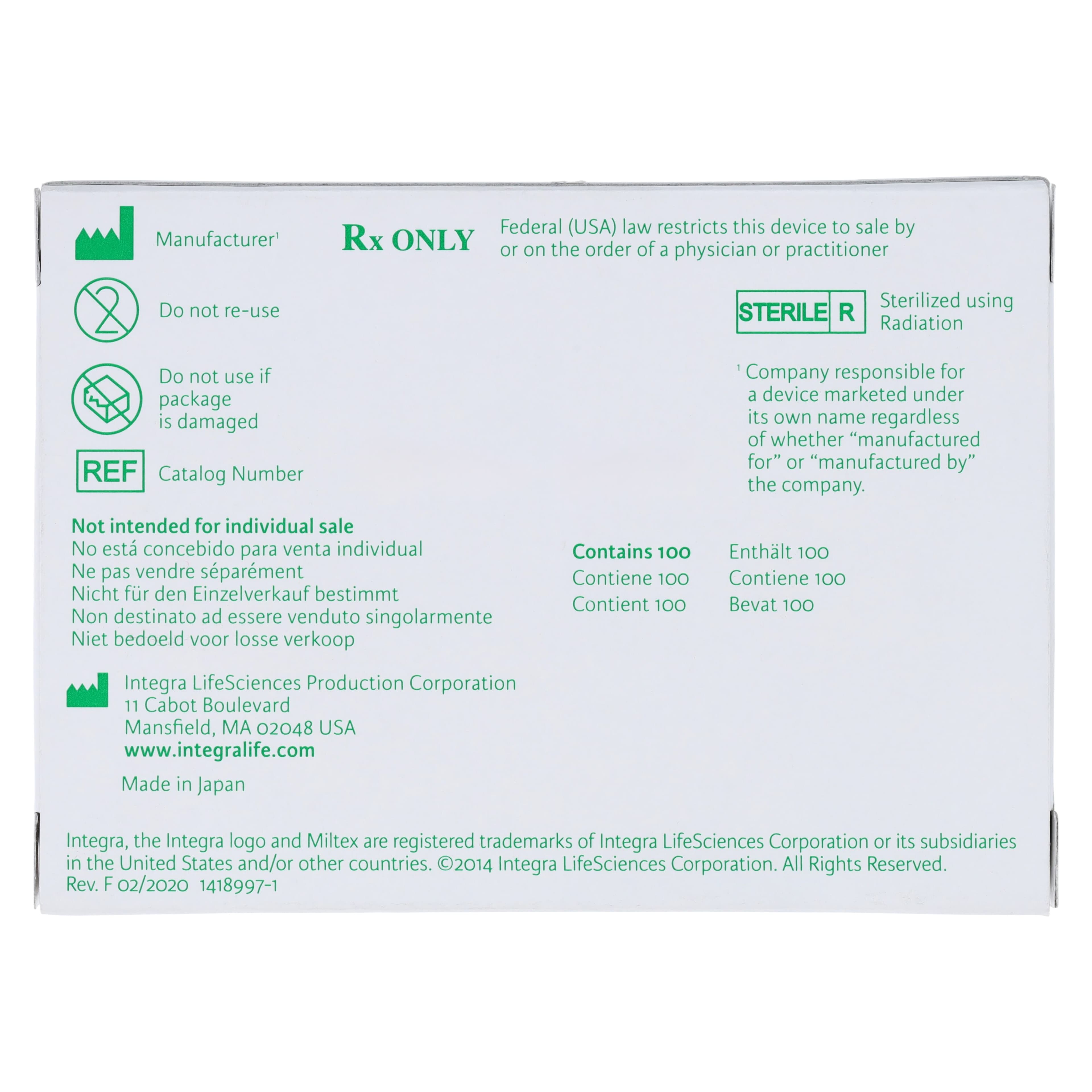 Miltex #25 Stainless Steel Sterile Surgical Blades, Individually Wrapped, 100/Box, 4-325 thumbnail 5