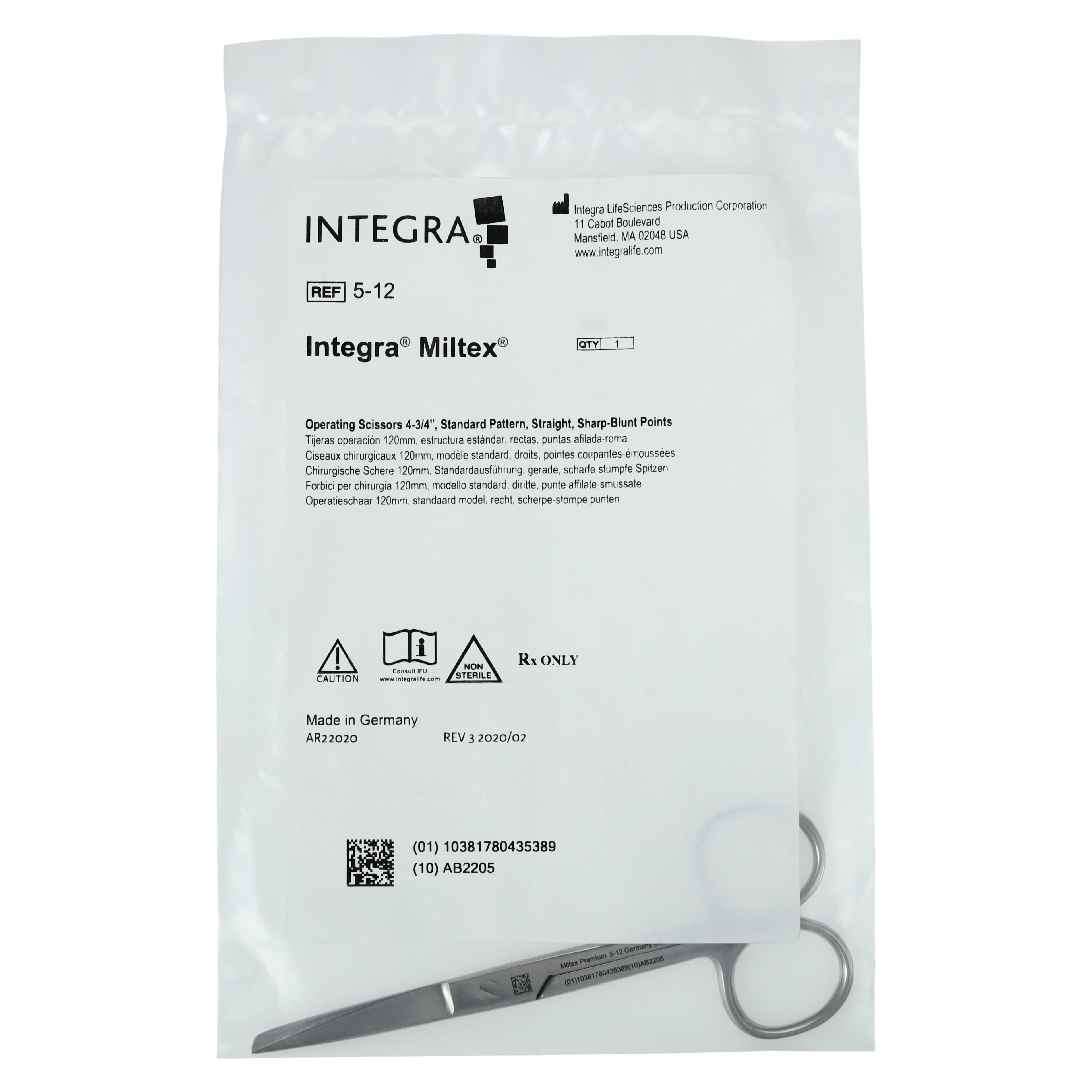Miltex Operating Scissors, Straight/Blunt, 4-1/2" Stainless Steel, Autoclavable, Reusable thumbnail 5