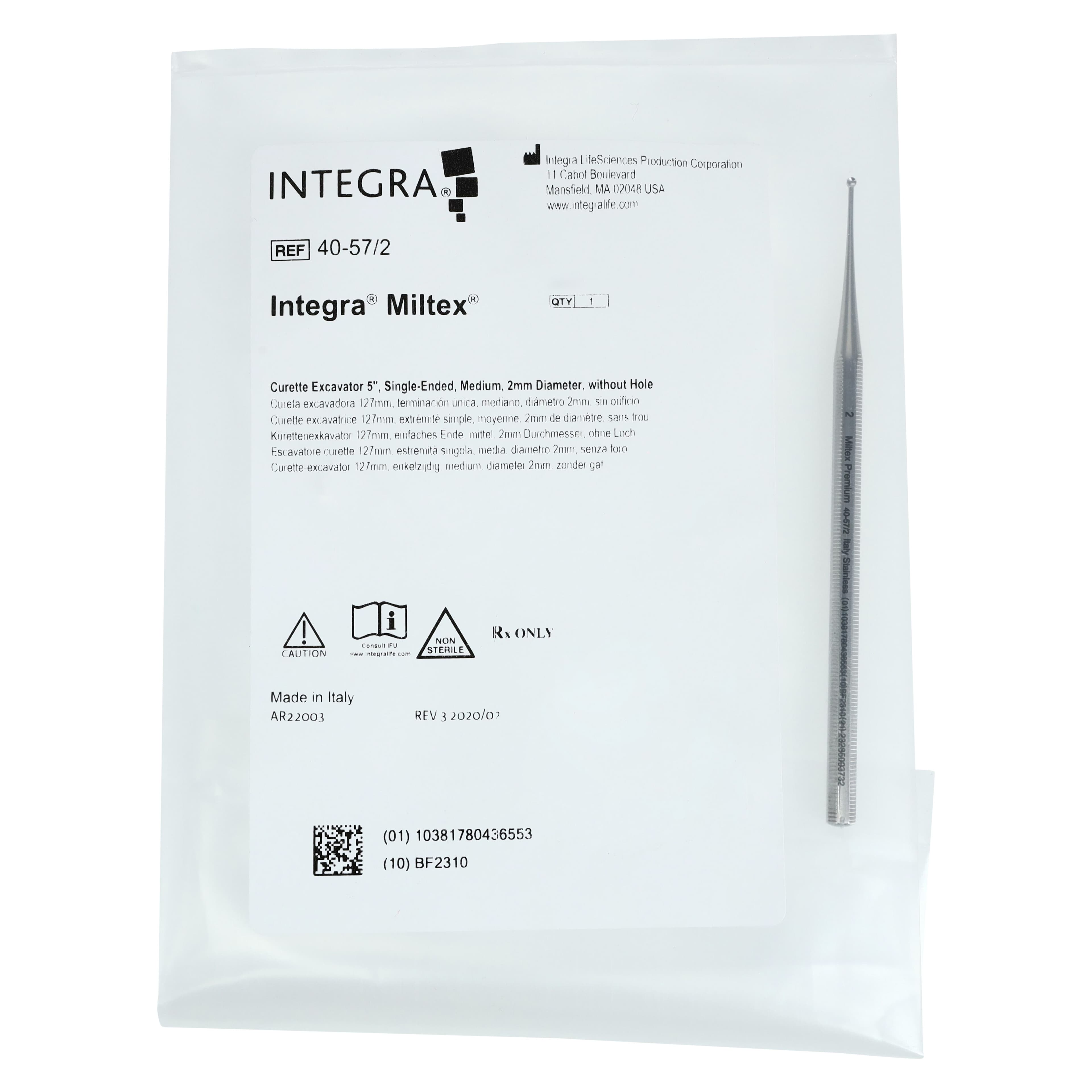 Miltex Curette Excavator Without Hole, Medium, 2mm, 5" Stainless Steel, Each thumbnail 5