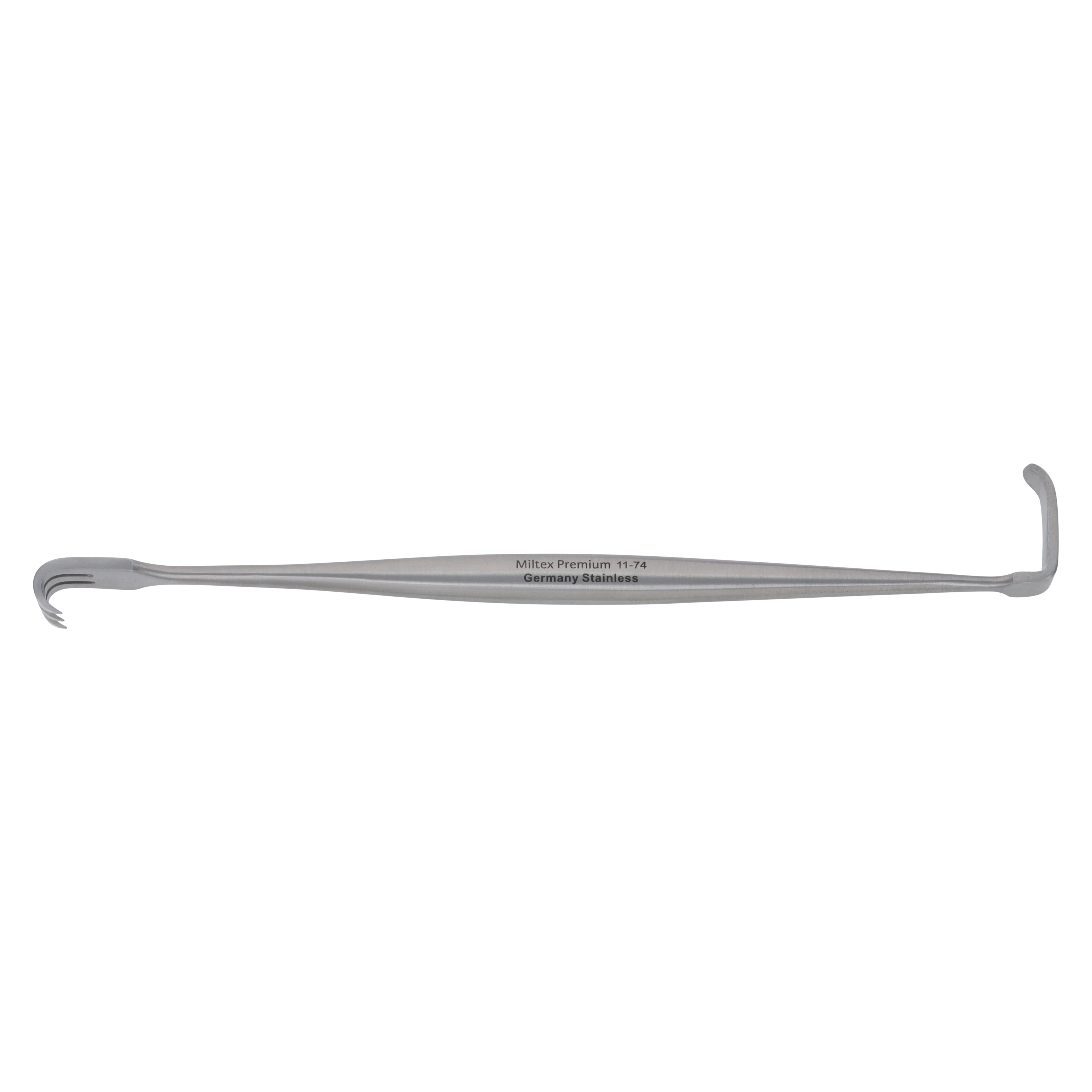 Miltex Senn Lip and Cheek Retractor, 6-3/8" (16.2 cm), Double End, Stainless Steel, 3 Sharp Prongs and Solid Blade thumbnail 2