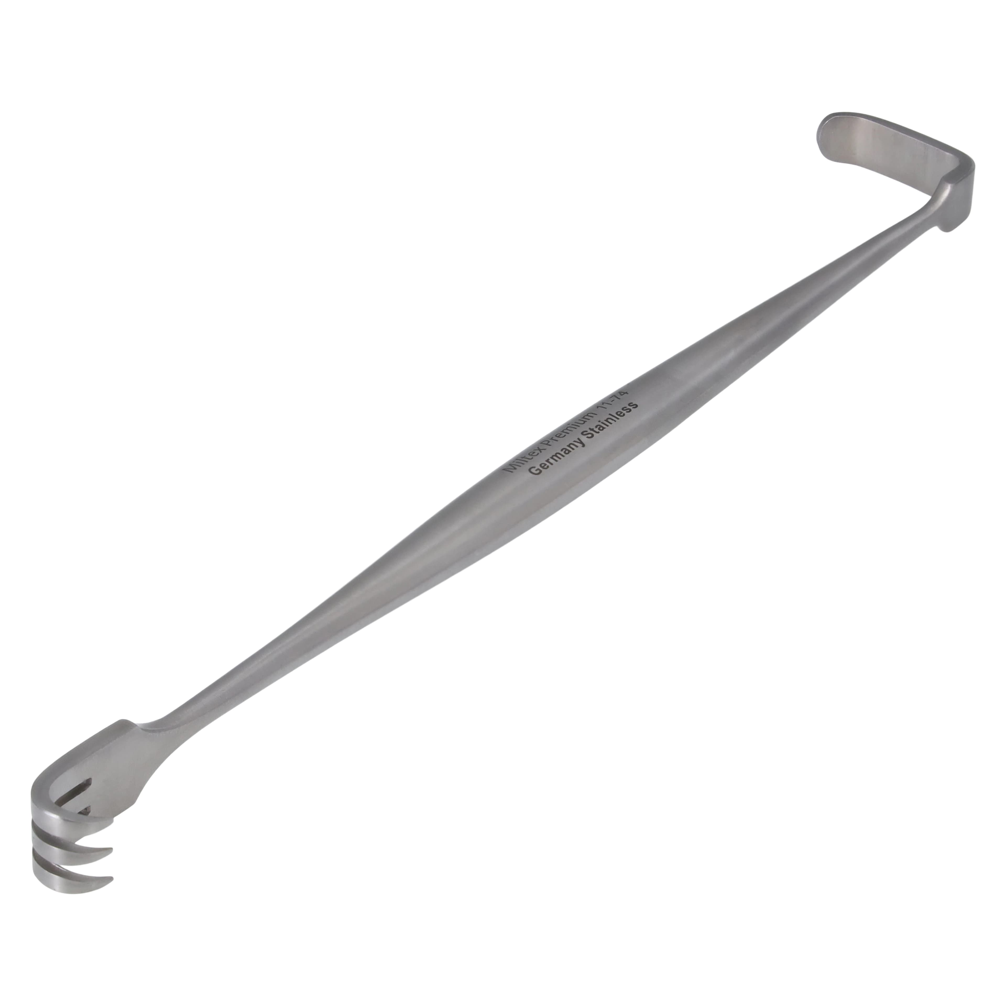 Miltex Senn Lip and Cheek Retractor, 6-3/8" (16.2 cm), Double End, Stainless Steel, 3 Sharp Prongs and Solid Blade thumbnail 5