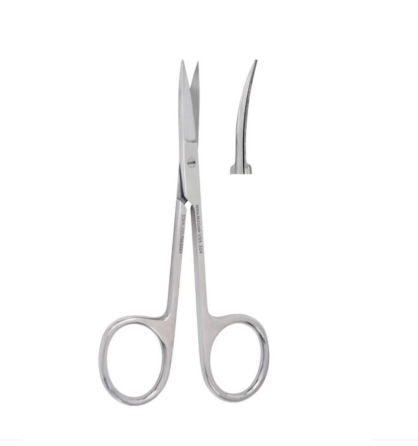 Miltex Vantage Iris Scissors, Curved, 4-1/8" (105mm), Stainless Steel, V95-306 - Iris Scissors 4-1/8 Curved - Image 1