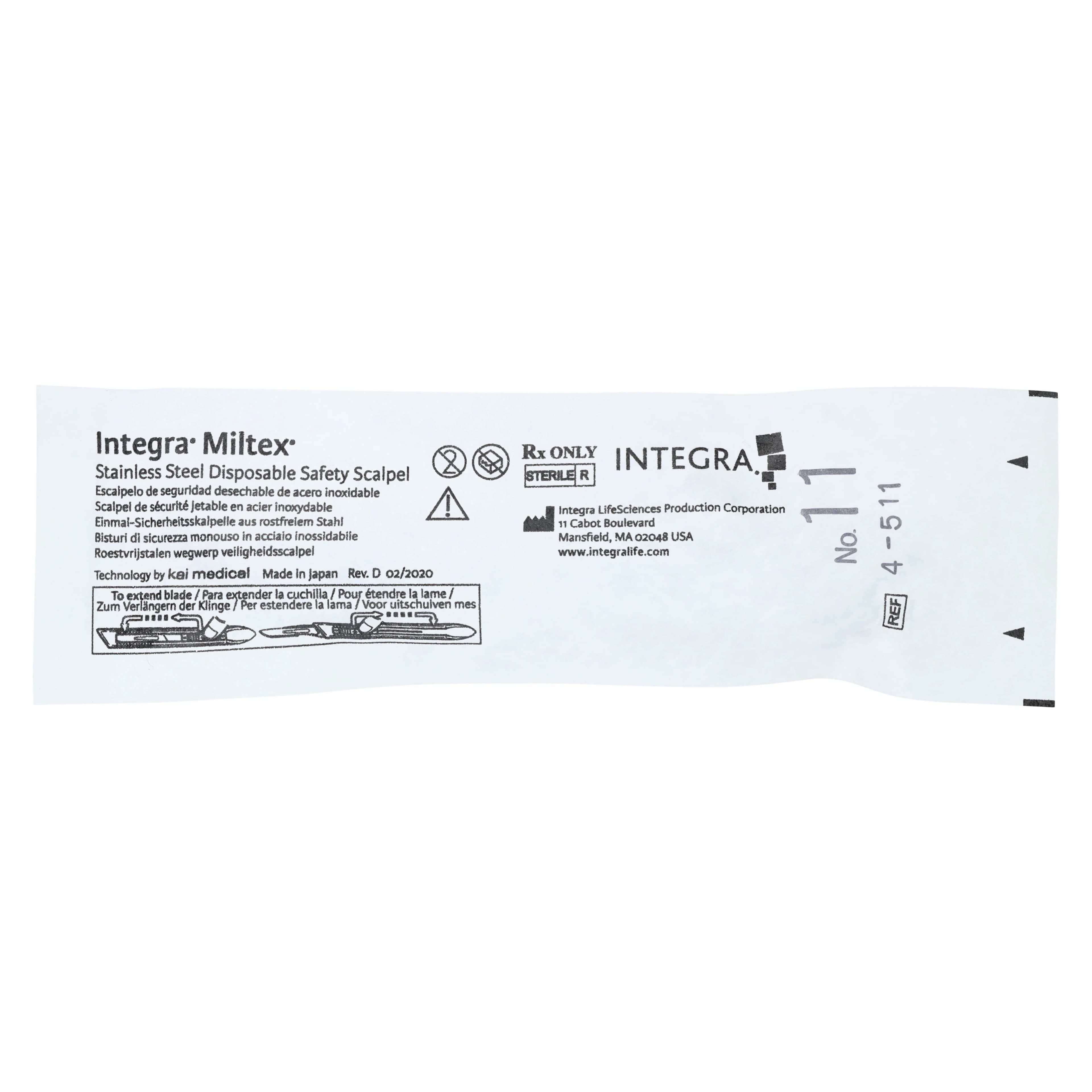 Miltex-Integra #11 Disposable Safety Scalpel, Sterile, Retractable Stainless Steel Blade, Box of 10, 4-511 thumbnail 5