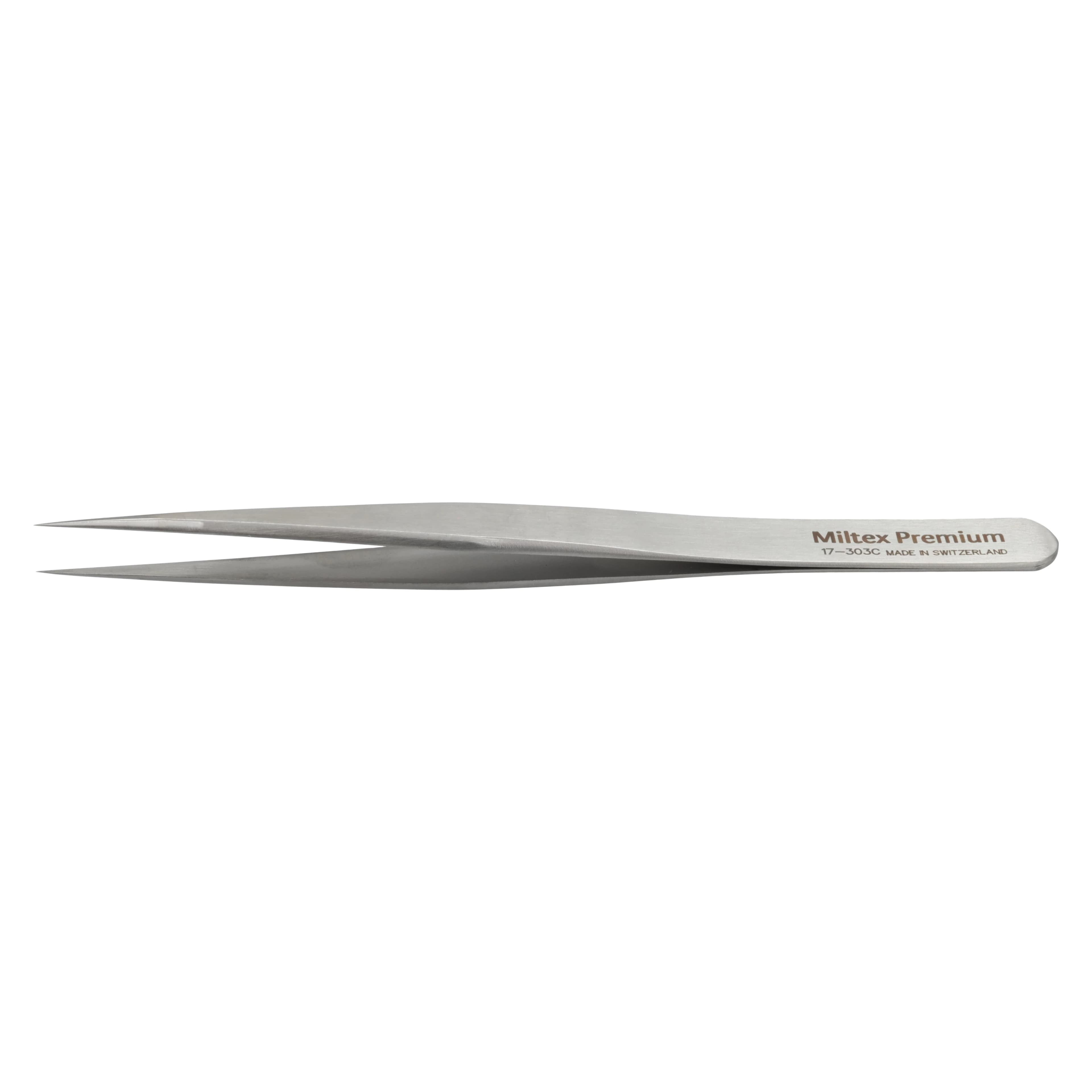 Miltex #3C Swiss Jeweler Forceps, Straight Flat, 4-3/8" (111 mm), Stainless Steel, Non-Magnetic, Autoclavable - Swiss Jewelers Fcps #3c - Image 1