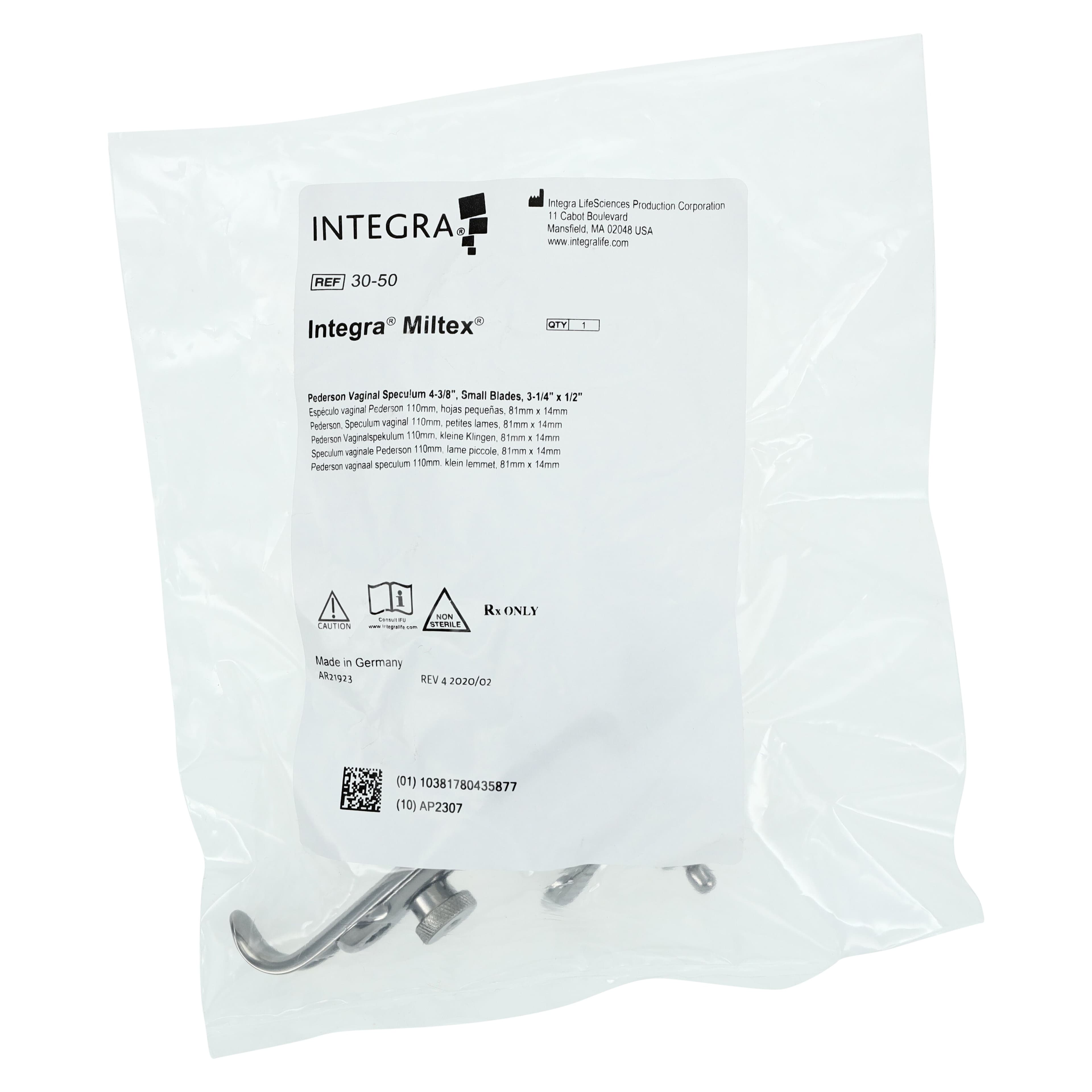 Miltex-Integra Pederson Vaginal Speculum, Small/Narrow, 1/2" x 3" thumbnail 2