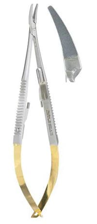 Miltex Castroviejo Needle Holder, Tungsten Carbide, Serrated, Curved, 5-1/2" - Needle Holder Castroviejo - Image 1