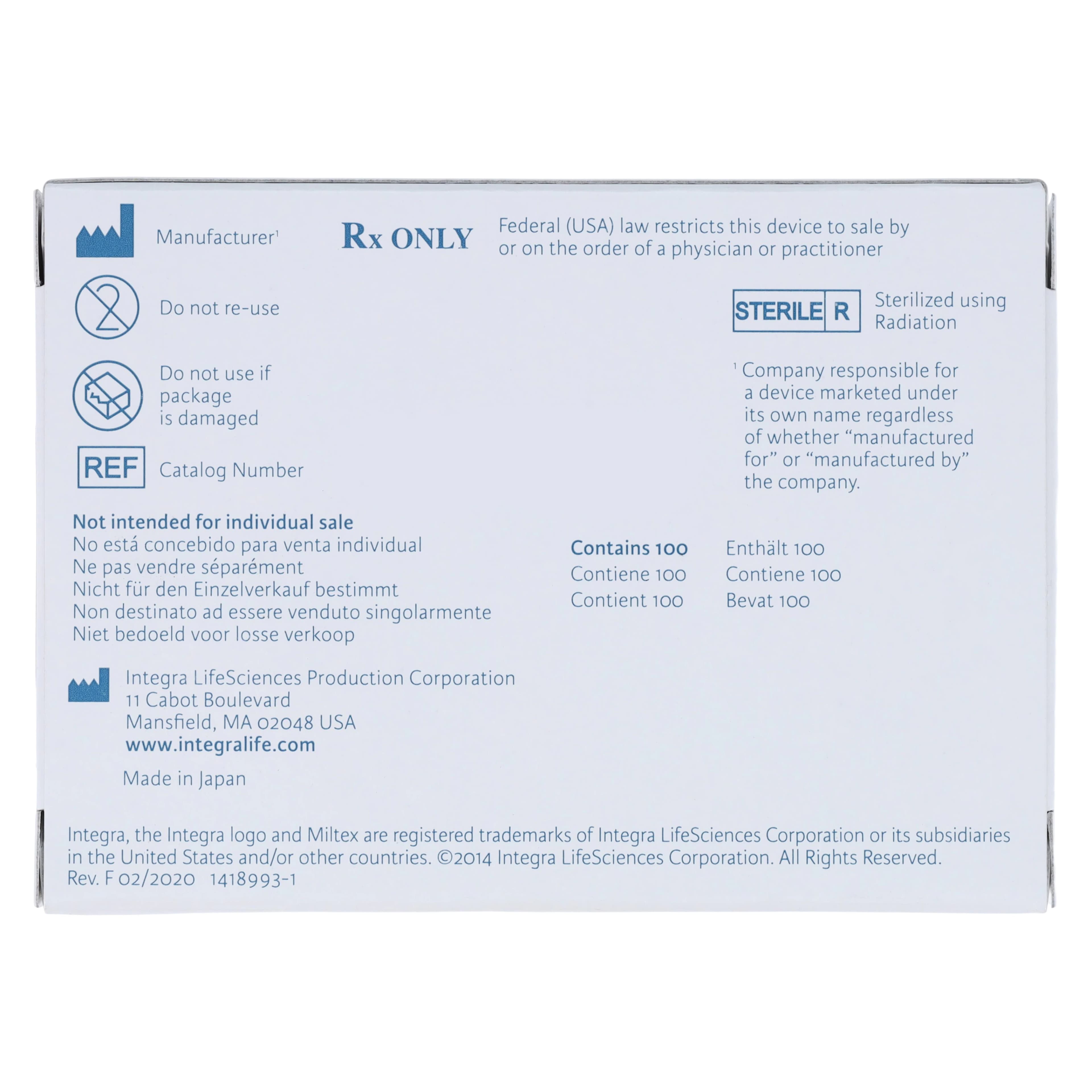 Integra Miltex Carbon Steel Sterile Surgical Blade #25, 100/Box, 4-125 thumbnail 5