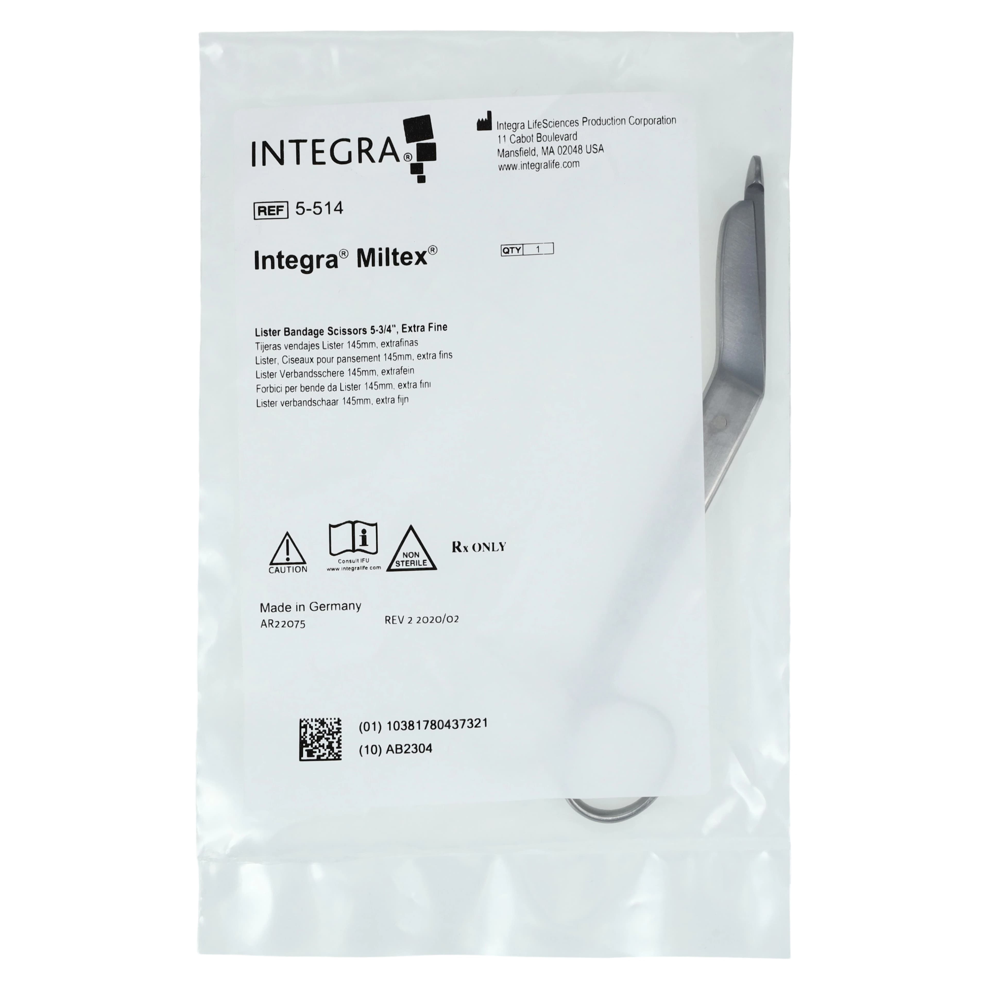 Miltex-Integra Lister Bandage Scissors, Straight, 5-1/2", Stainless Steel, Reusable, Each thumbnail 5
