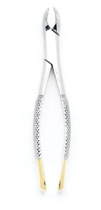 Miltex #17TC Carbide Jaw Extracting Forceps, Tungsten Carbide Beaks, 1st & 2nd Lower Molars, Universal, Serrated, 24kt Gold-Plated Handle Tips - Miltex Extraction Forceps - Tungsten Carbide Beaks - 1st & 2nd Lower Molars - Universal, Serrated - Image 1