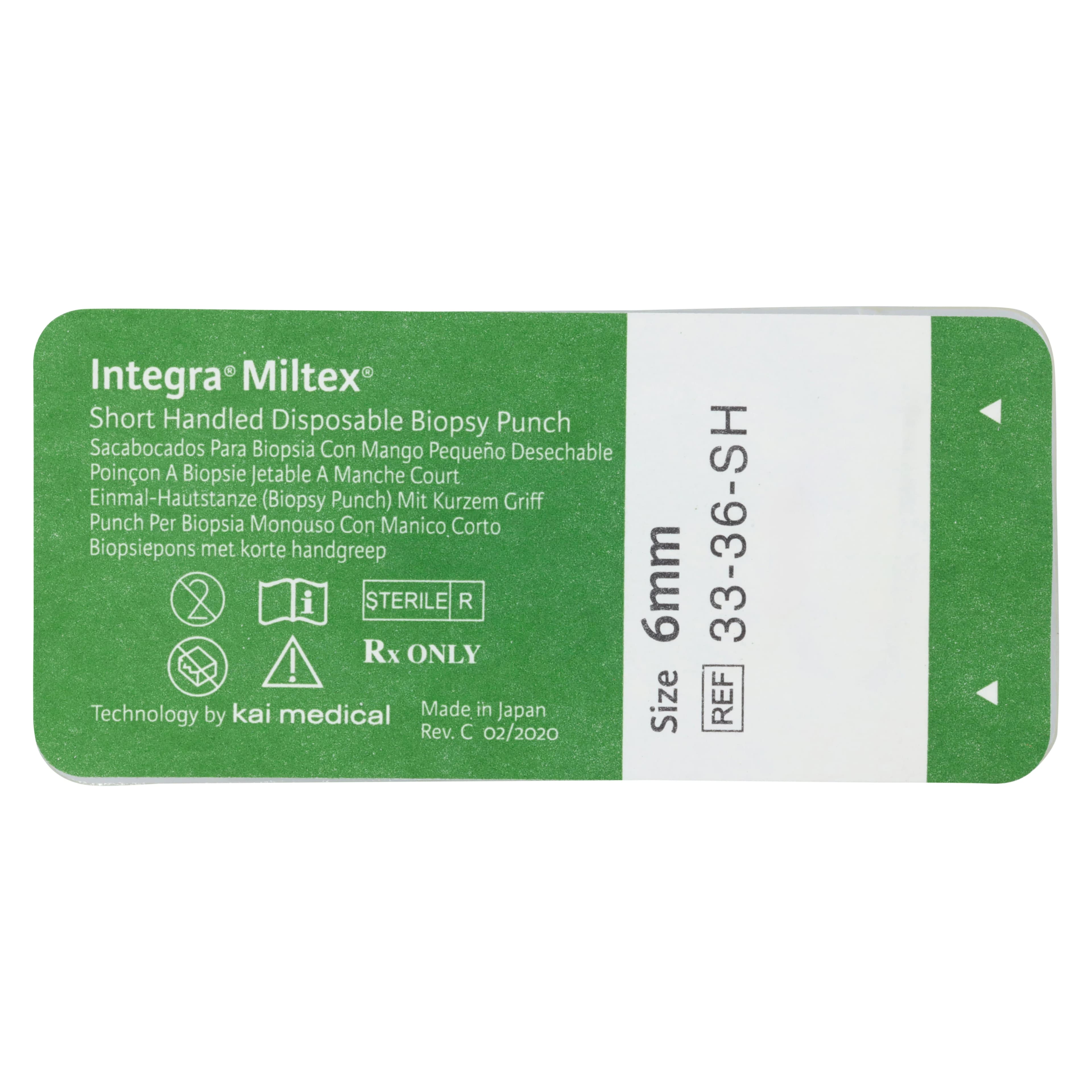 Integra Miltex Short Handle Biopsy Punch, 6.0 mm, Sterile, Disposable, 50/Box, 33-36-SH thumbnail 4