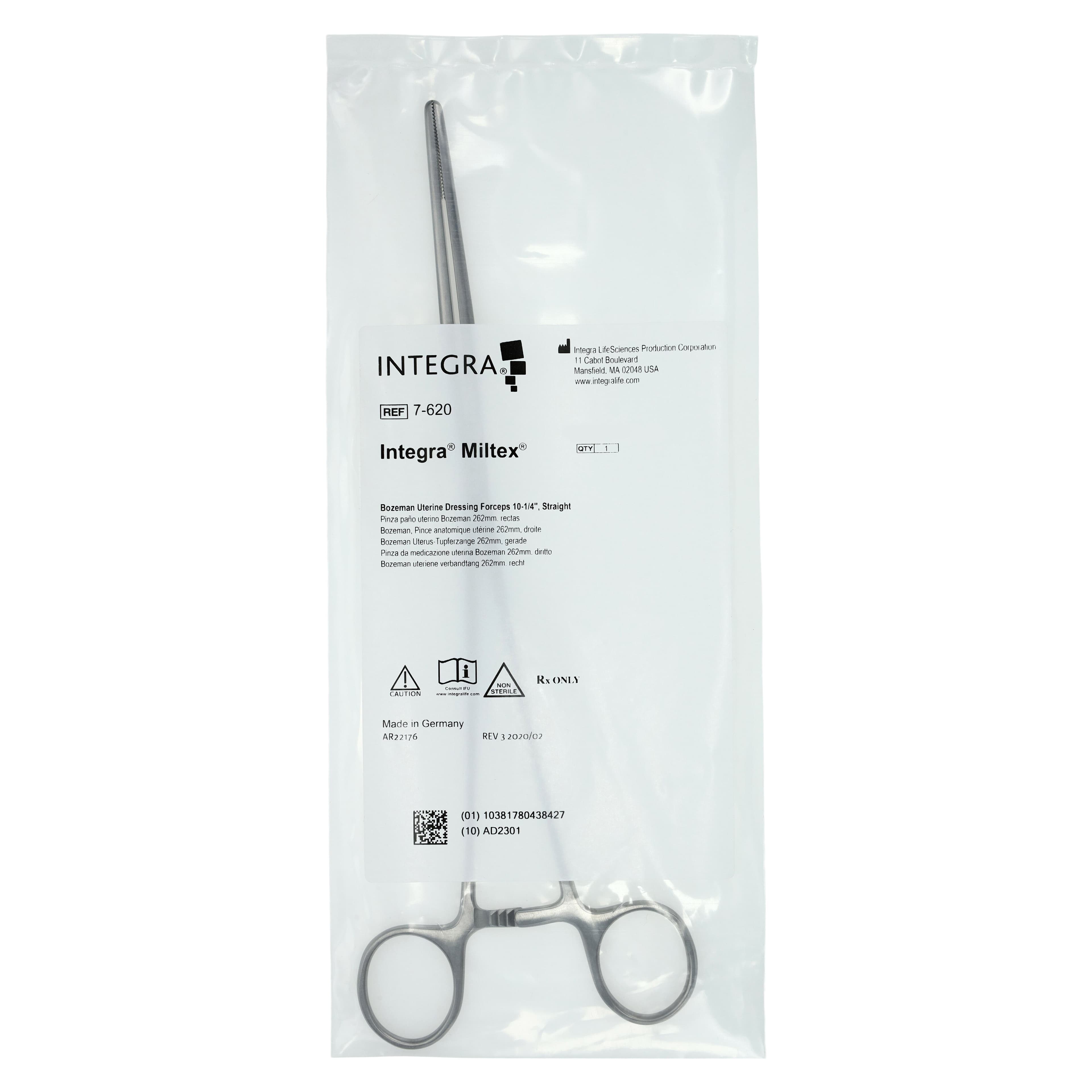 Bozeman Sponge Forceps, Straight, 10-1/2", Stainless Steel, Autoclavable, Each thumbnail 5