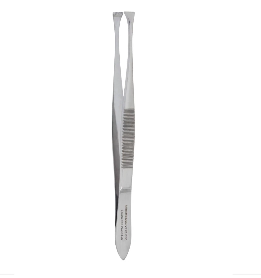 Vantage Bergh Cilia Forceps, 3.5" (3-1/2"), 5 mm Wide Diagonal Jaws with Horizontal Serrations, Stainless Steel, Autoclavable - Vantage 3.5" Bergh Cilia Forceps, 5 mm wide Diagonal Jaws with Horizontal - Image 1