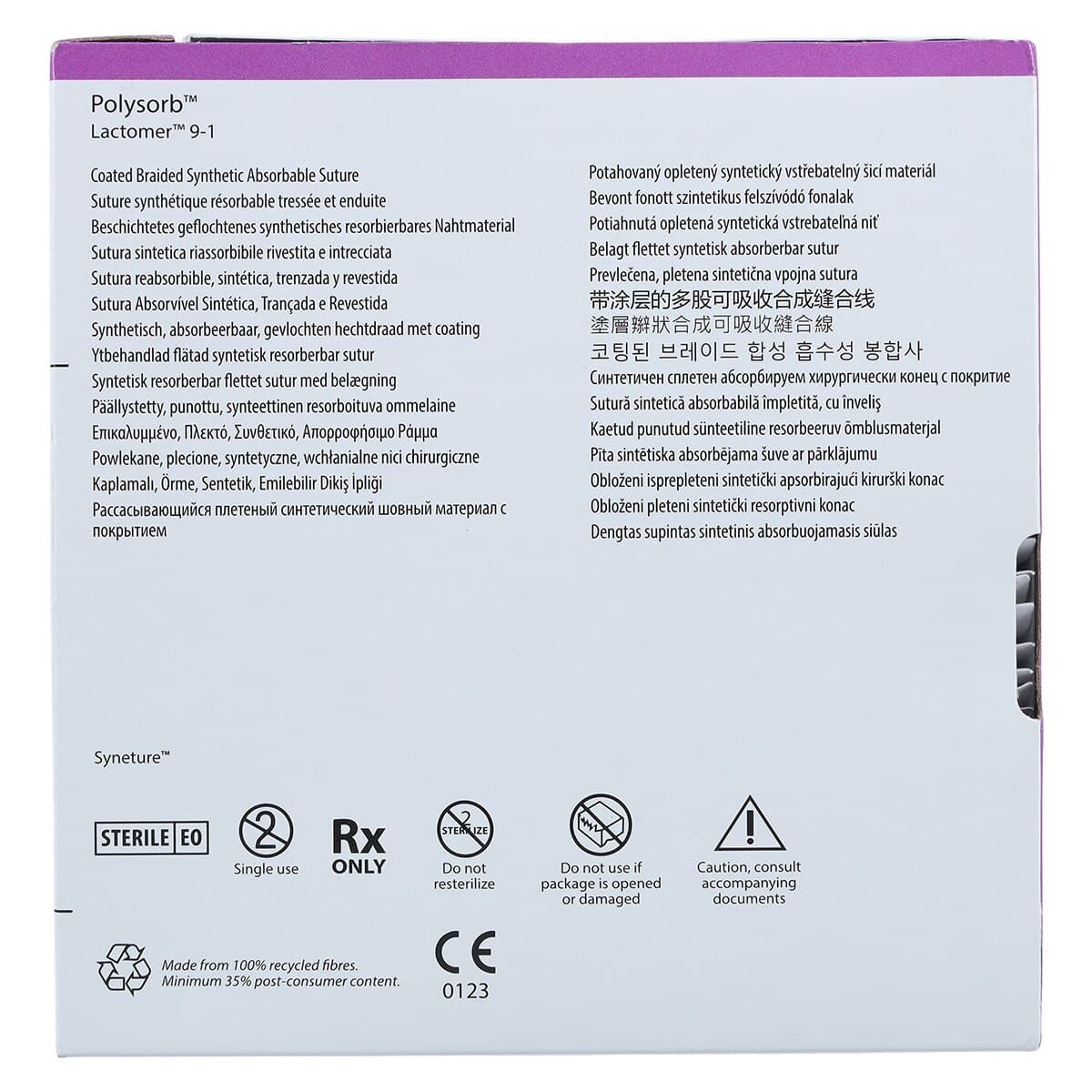 Medtronic Polysorb Suture, 4-0, 18", P-22 Premium Reverse Cutting 1/2 Circle Needle 13mm, Coated, Undyed, 36/Case thumbnail 6