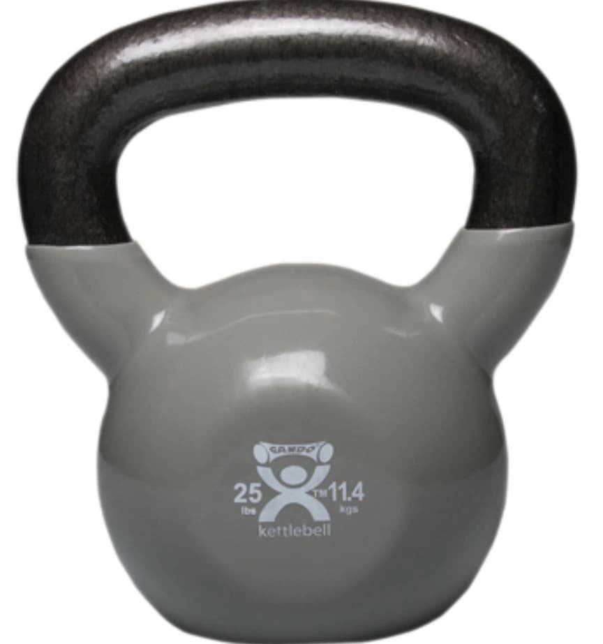 CanDo Kettlebell, 25 lb, Vinyl Coated, Silver - Cando Kettlebell 25lb Vinyl - Image 1