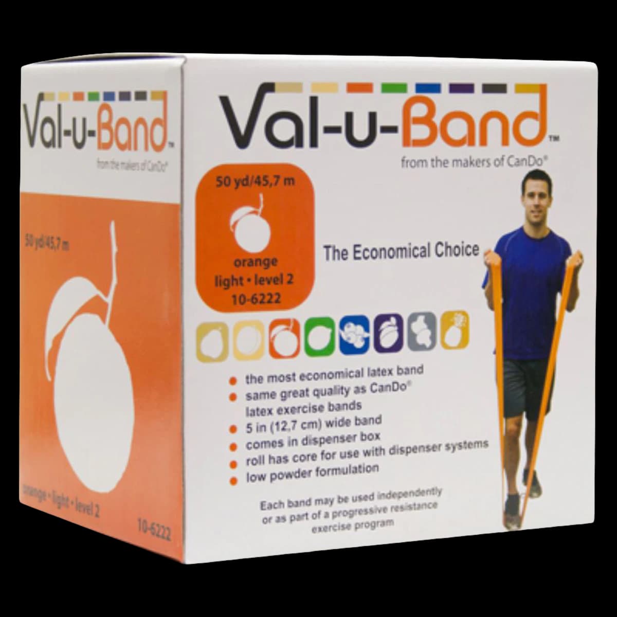 Val-u-Band Exercise Band, Orange, Level 2/7, 5" x 50 yd Roll - ValuBand Low Powder Orange - Image 1