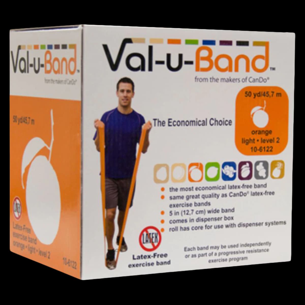 Val-u-Band Exercise Band, Orange, Level 2, 5" x 50 yd Roll - ValuBand LF Orange - Image 1