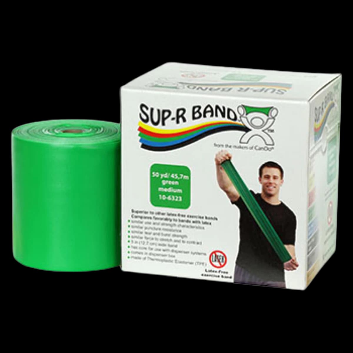 Fabrication Enterprises Sup-R Band Exercise Band, Green (Medium Resistance), 5" x 50 yd Roll - SupR Band LF Green - Image 1