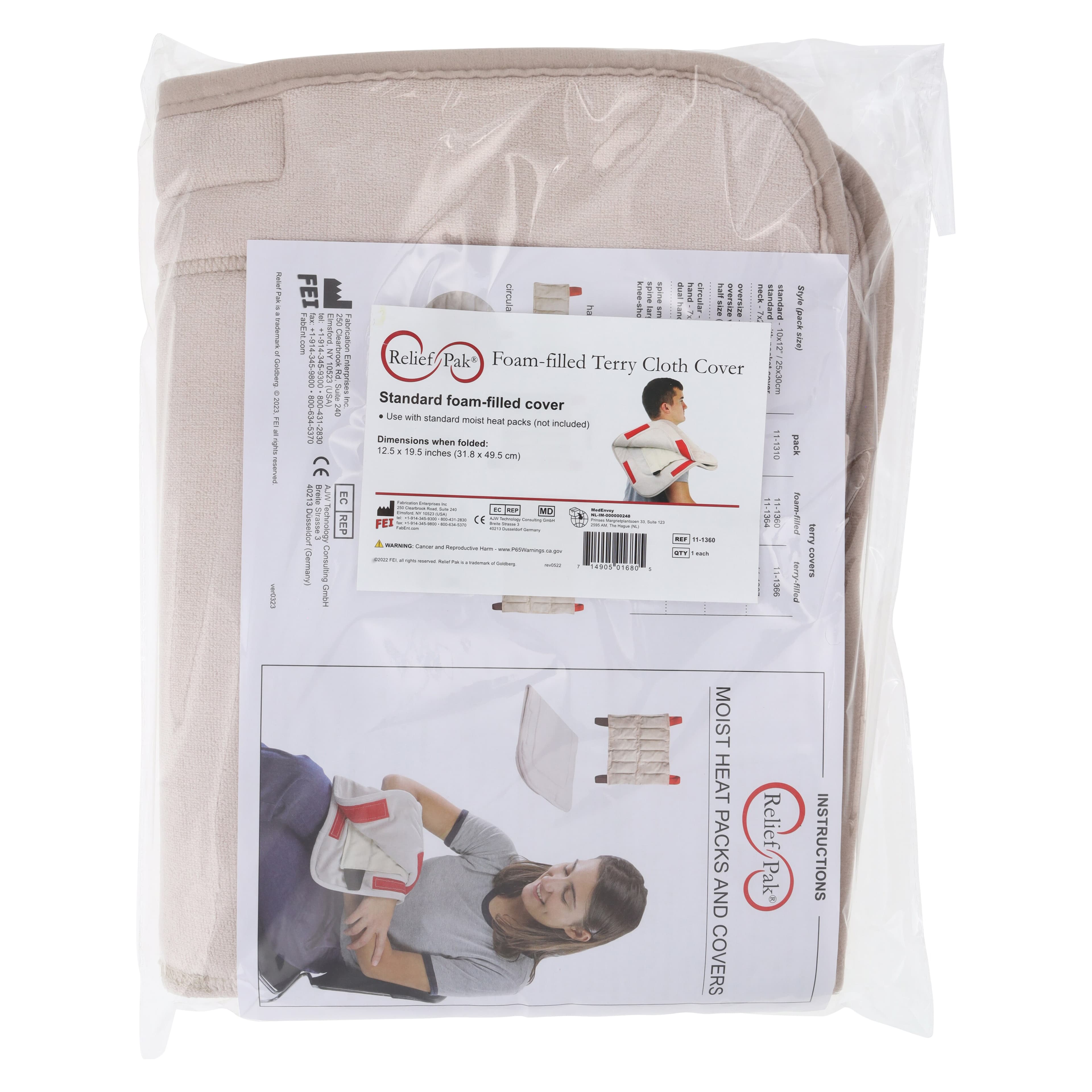 Fabrication Enterprises Relief Pak Moist Heat Cover, Terry Cloth, 20x24" Standard thumbnail 5