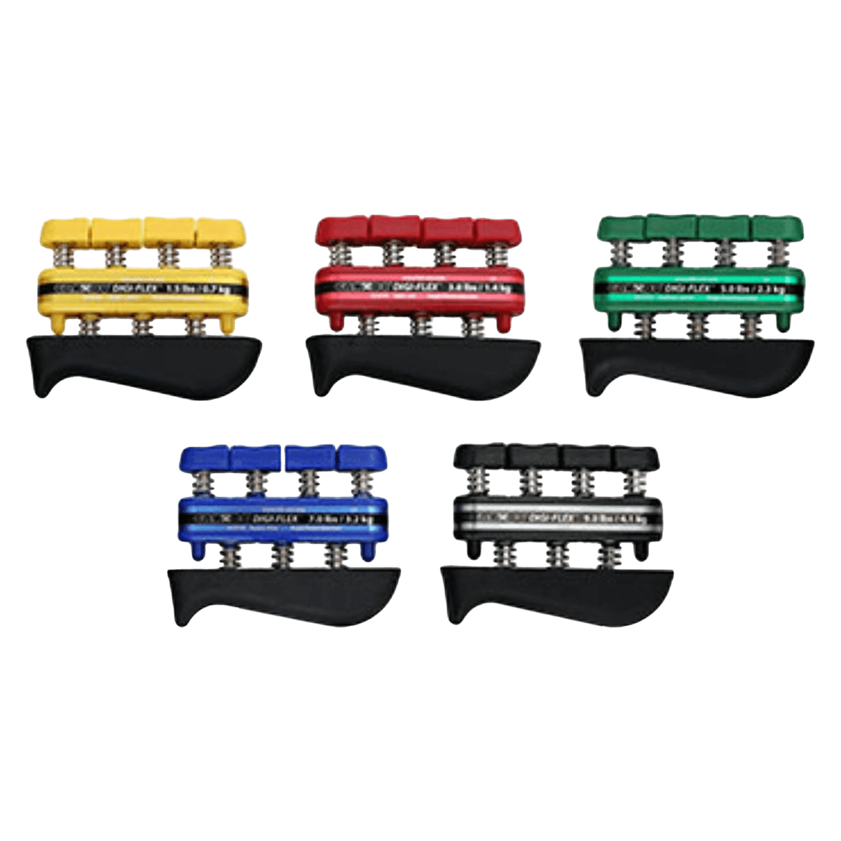 CanDo Digi-Flex Exerciser Set, Yellow/Red/Green/Blue/Black (5-Piece Set) - Digi-Flex Exerciser Set - Image 1