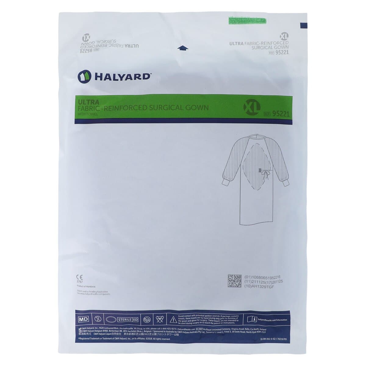 O & M Halyard Gown Ultra with Towel, Disposable Surgical Gown, Reinforced Poly/SMS Fabric, Standard/X-Large, Sterile, Neckband Hook & Loop, Raglan Sleeves, 28/Case thumbnail 6