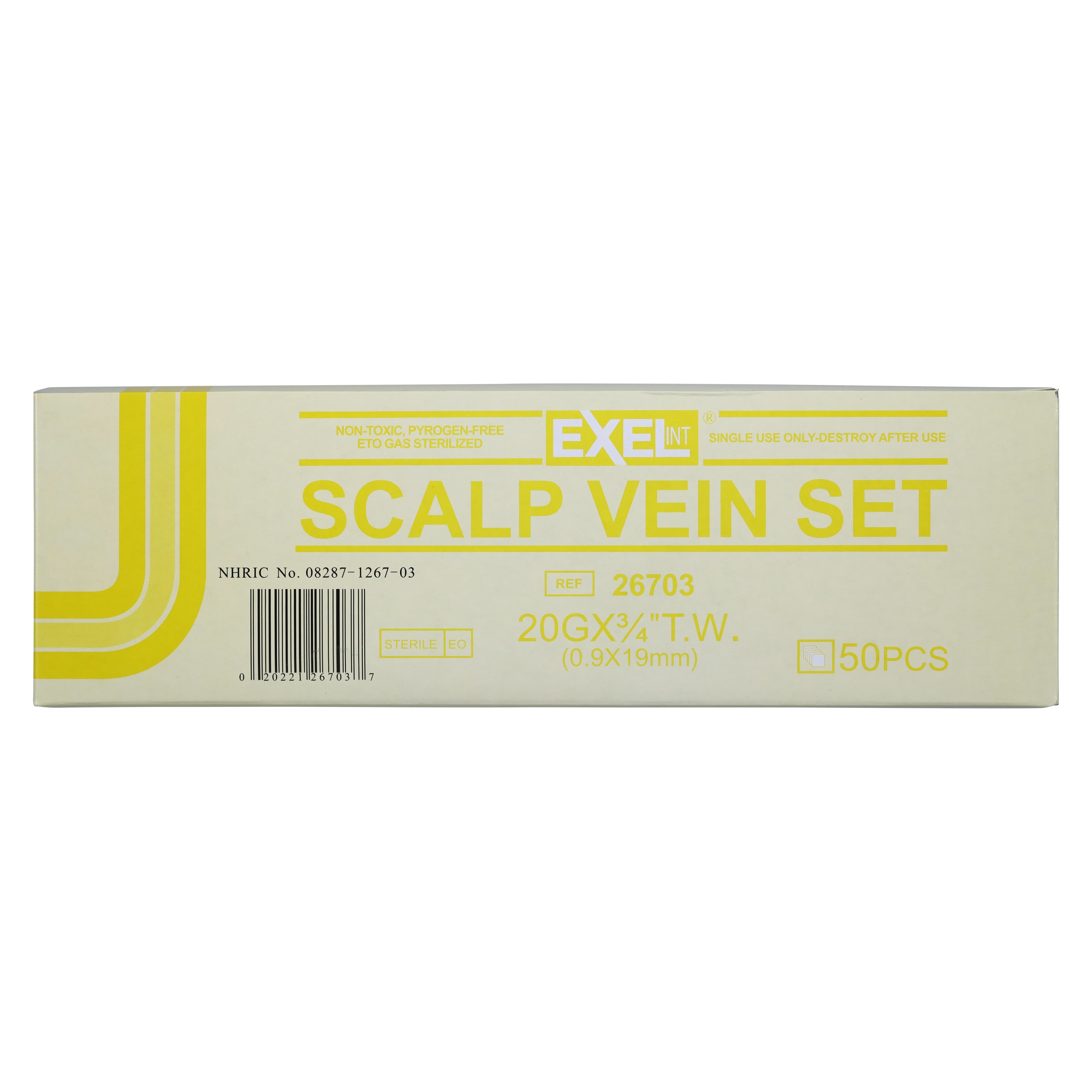 Exel Scalp Vein Butterfly Infusion Set, 20 Gauge x 3/4" x 12" Tubing, Yellow, 50/Box thumbnail 6