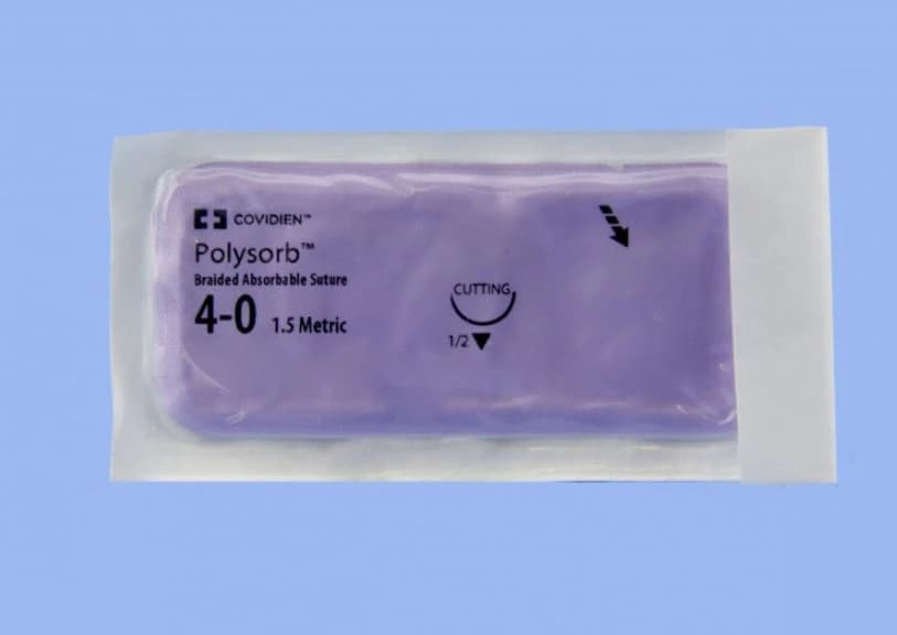 Medtronic Polysorb Absorbable Suture, 4-0, 18", P-24 Premium Reverse Cutting 1/2 Circle Needle 16mm, Undyed, 12/Case thumbnail 2