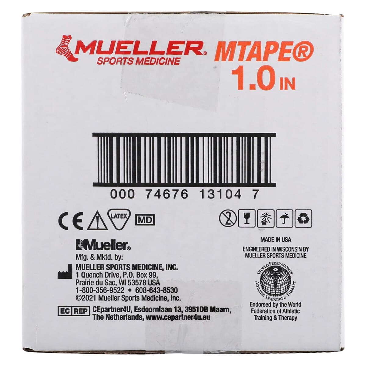 Mueller M-Tape Zinc Oxide Athletic Tape, Cotton, 1" x 10 yd, White, Non-Sterile, 48/Case thumbnail 4