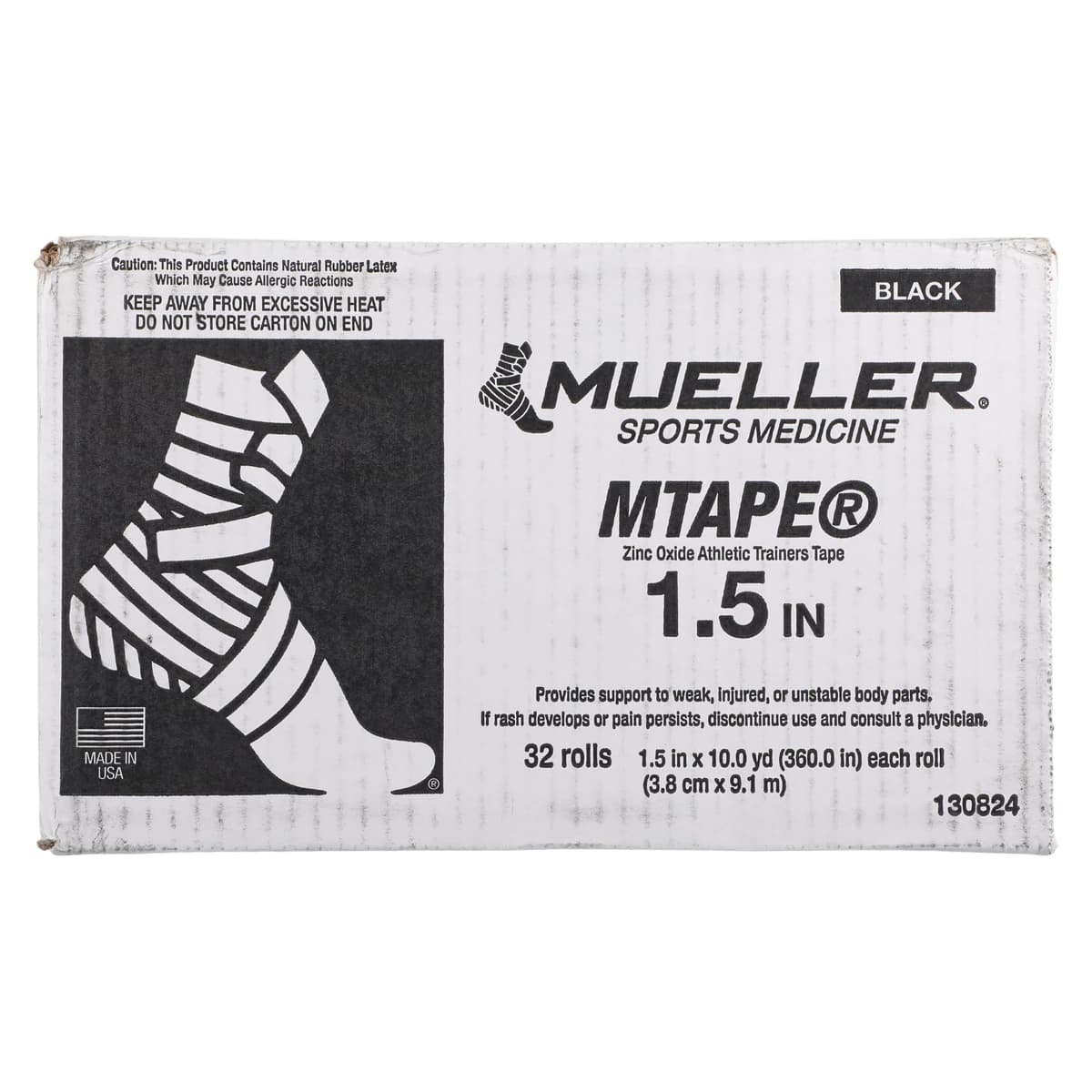 Mueller Sports Medicine M-Tape Trainers Tape, Cotton/Zinc Oxide, 1.5" x 10 yd, Black, Non-Sterile, 32/Case thumbnail 3