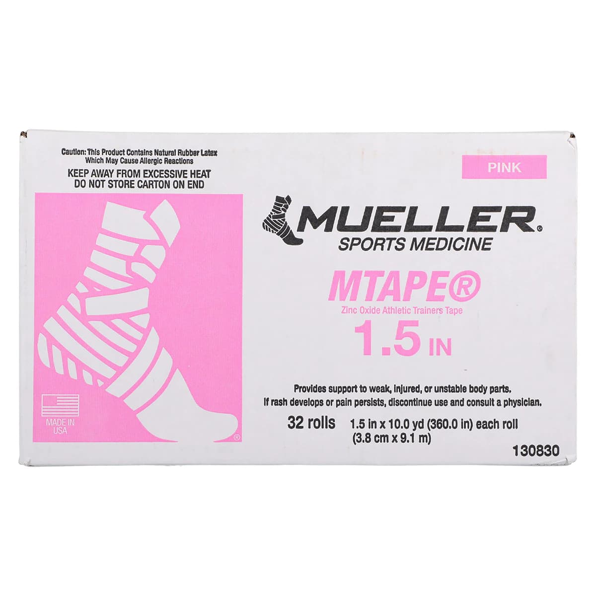 Mueller Sports Medicine M-Tape Trainers Tape, Cotton/Zinc Oxide, 1.5" x 10 yd, Pink, Non-Sterile, 32/Case thumbnail 3