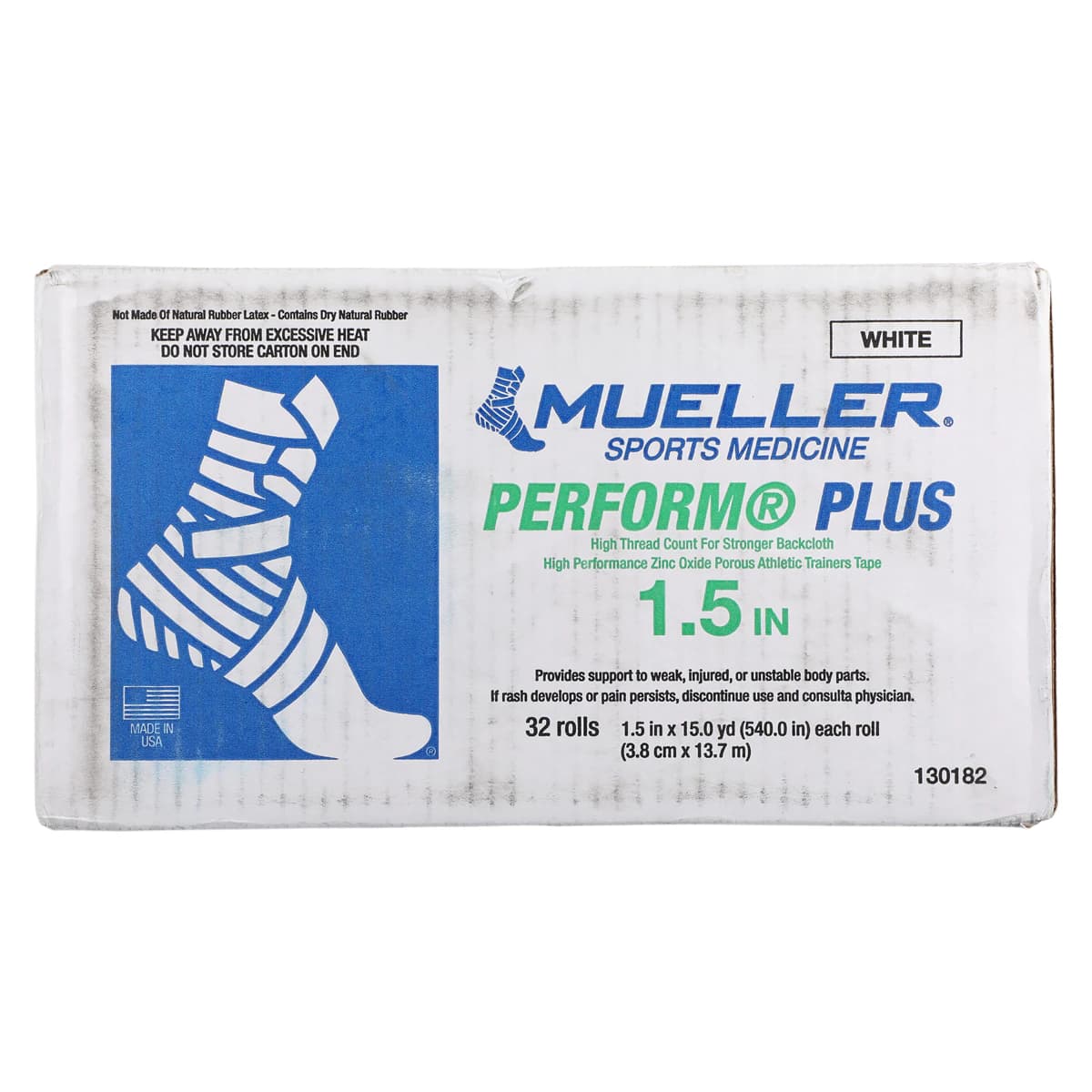 Mueller Sports Medicine Tape Perform PLUS, Cotton/Zinc Oxide, 1.5" x 15 yd, White, 32 Rolls/Case thumbnail 3