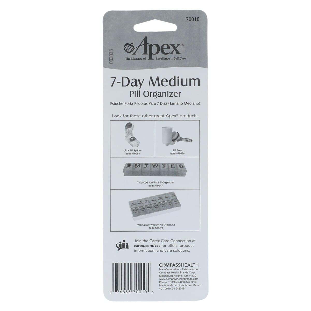 Carex-Apex Medical Monitor Pill Organizer, Medium, 7-Day, 4.5" x 1.25" thumbnail 2