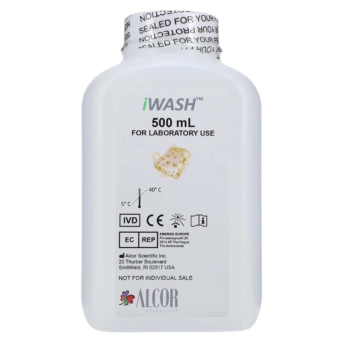 Alcor Scientific iWASH Wash Bottle, 500 mL, 4/Case - iWASH 4x500mL Bottles - Image 1